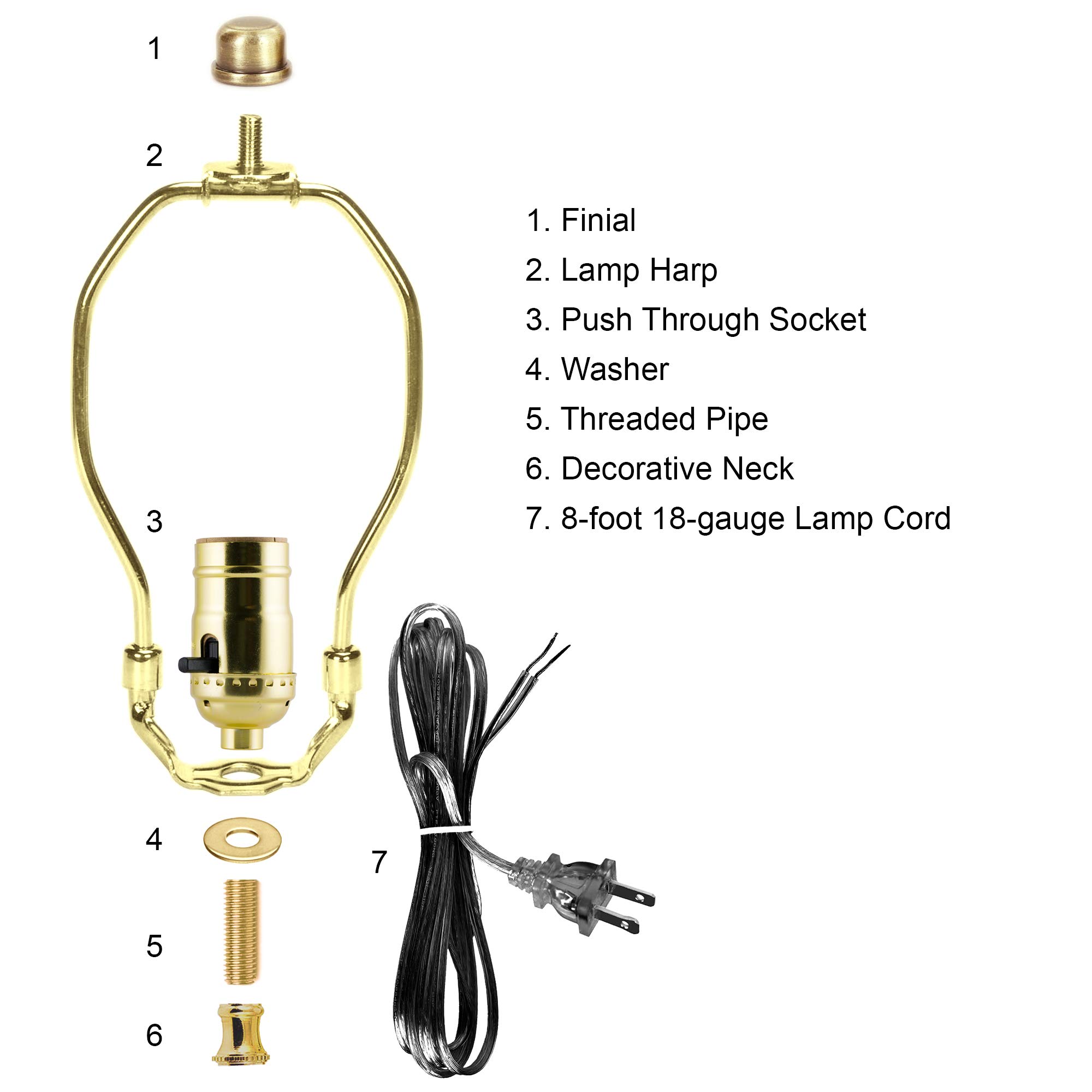 Dysmio Lighting Make-A-Lamp Push-Through Socket Kit for Lamp Repair - 2 Pack - Easy DIY Light Fixture Replacement for Home, Office & Vintage Lamps