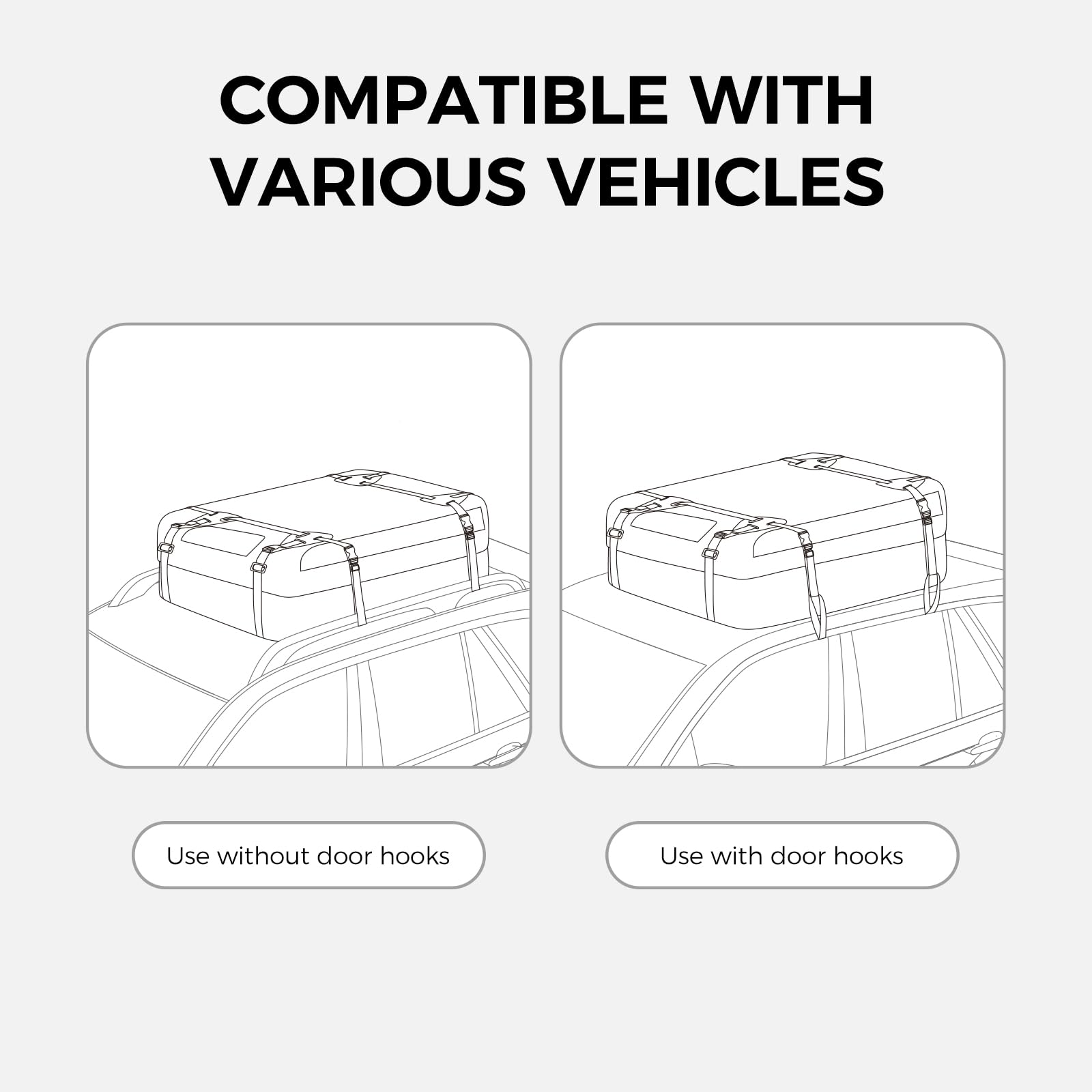 WELKIN Heavy Duty Waterproof Rooftop Cargo Carrier Bag - 15 Cubic Feet Car Roof Storage for All Vehicles (With/Without Rack) | Includes Anti-Slip Mat, 6 Door Hooks, TSA Lock & Storage Bag | Perfect for Road Trips, Camping & Outdoor Adventures