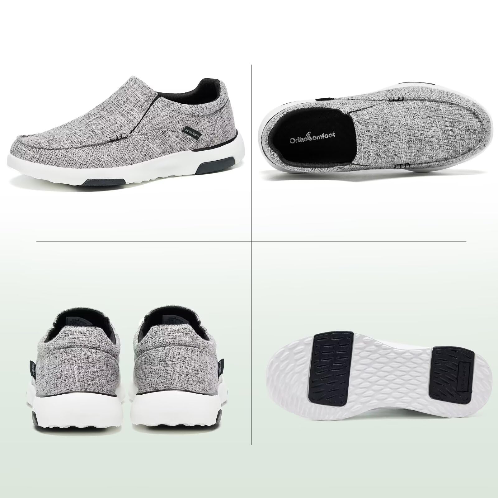 OrthoComfoot Men's Orthopedic Slip-On Shoes with Arch Support - Plantar Fasciitis Relief Loafers for Foot & Heel Pain - Comfortable Canvas Leisure Walking Shoes for Work, Travel & Daily Wear