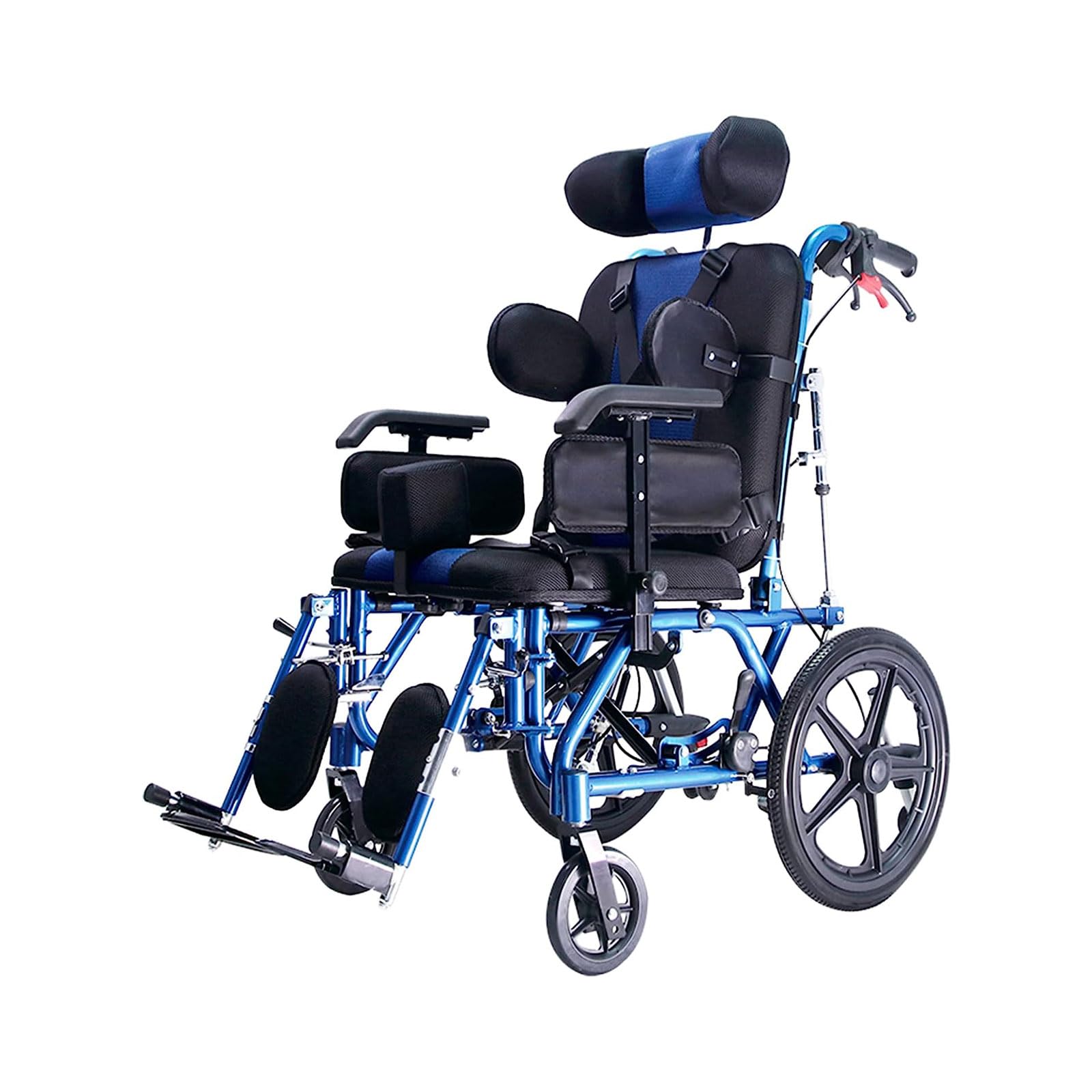Lightweight Aluminum Alloy Fully Reclining Wheelchair for Adults & Children - High Back Support with Seat Belt & Removable Tray - Ideal for Stroke Recovery, Hemiplegia, Cerebral Palsy & Daily Mobility - Home Use & Outdoor Travel
