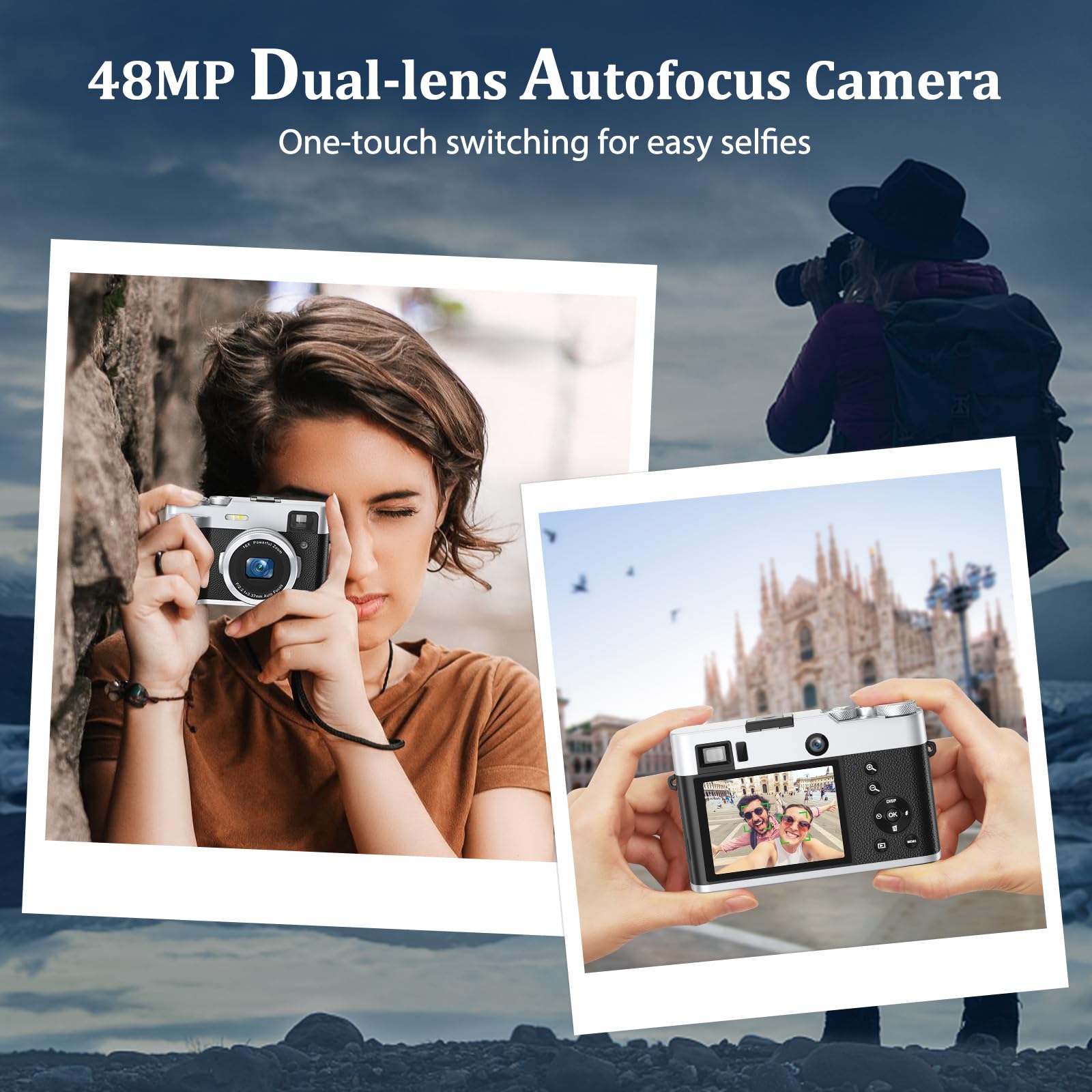 5K Digital Camera for Photography & Video - 48MP Autofocus Vlogging Camera with Anti-Shake, Flash & Viewfinder | 16X Digital Zoom Compact Travel Camera | Includes 32GB Card & 2 Batteries | Perfect for Travel, Vlogging, Selfies & YouTube Content Creation