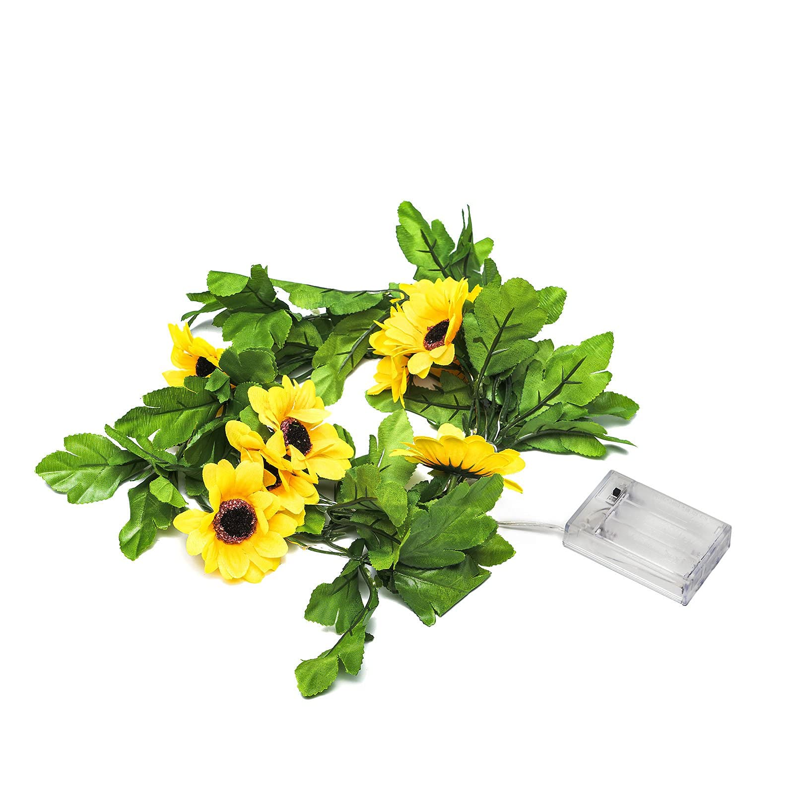 8ft Yellow Sunflower LED Fairy Lights - Battery Operated Floral Garland for Wedding, Party & Home Decor | Romantic Backdrop, Garden Lighting, Indoor/Outdoor Decoration