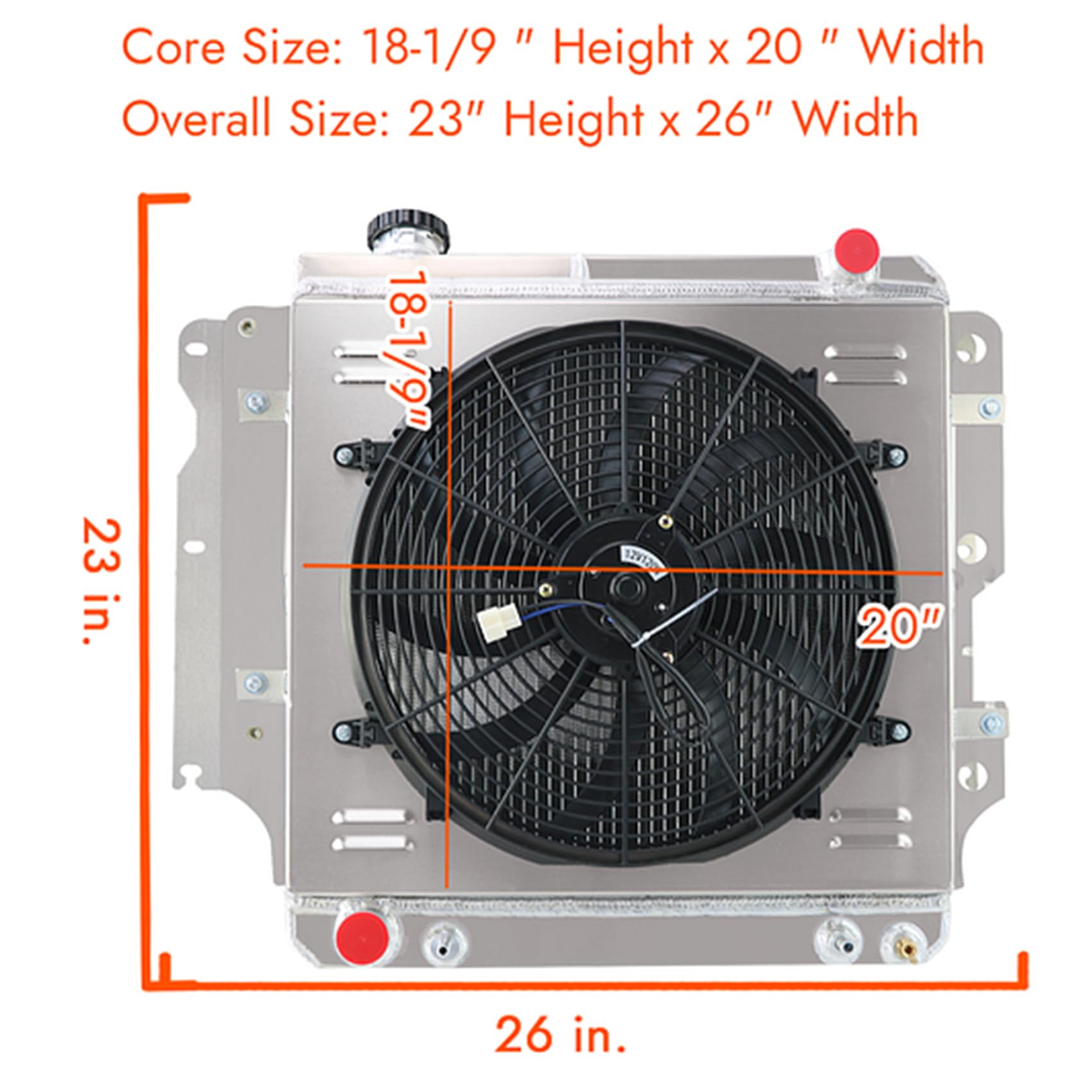 1987-2006 Jeep Wrangler TJ 3-Row Aluminum Radiator with Fan Shroud & Thermostat Relay Kit - High Performance Cooling Upgrade for Off-Road Adventures & Daily Driving