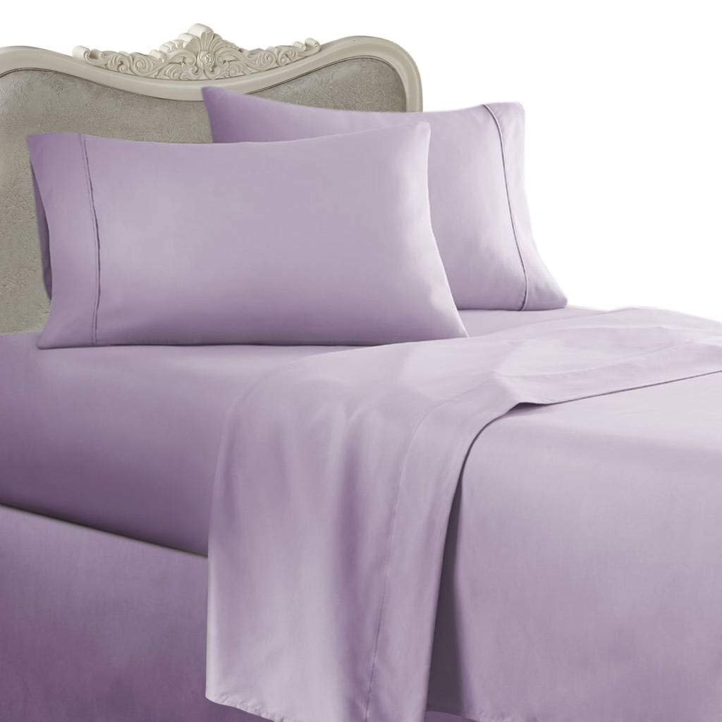 7-Piece Italian 1200 Thread Count Egyptian Cotton Bedding Set - California King Size Sheet Set & Duvet Cover in Lavender Solid Color | Luxury Italian Finish for Ultimate Comfort | Perfect for Master Bedrooms, Guest Rooms & Hotel Style Bedding