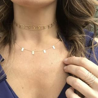 14K Gold Chevron Choker Necklace - Elegant Layered Dainty Chain for Women - Perfect for Weddings, Parties & Everyday Wear