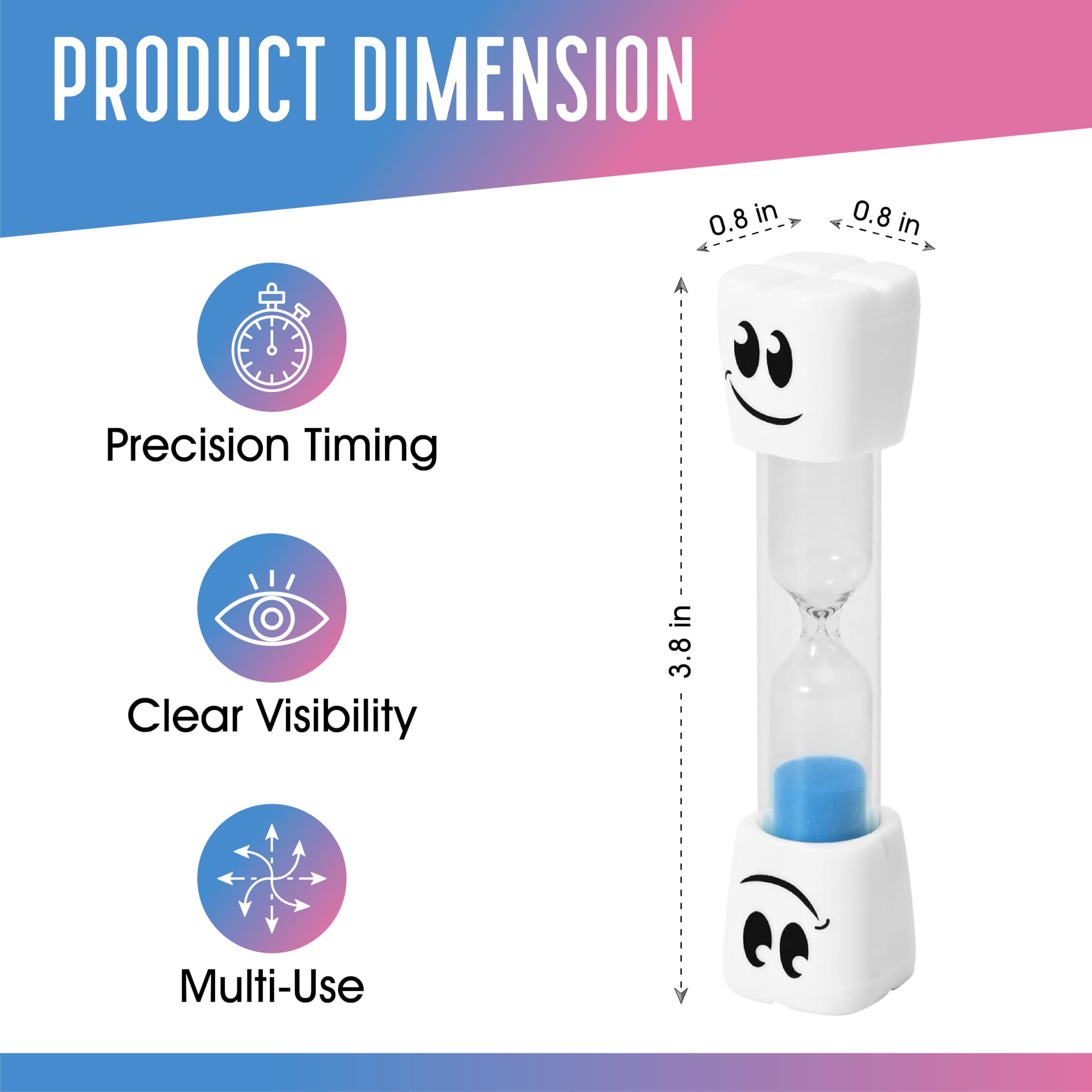 2 Minute Toothbrush Sand Timer for Kids - Set of 2 Small Blue and Pink Smiley Hourglass | Fun Dental Hygiene Timer for Brushing Teeth | Perfect Bathroom Decor & Kids' Oral Care Tool