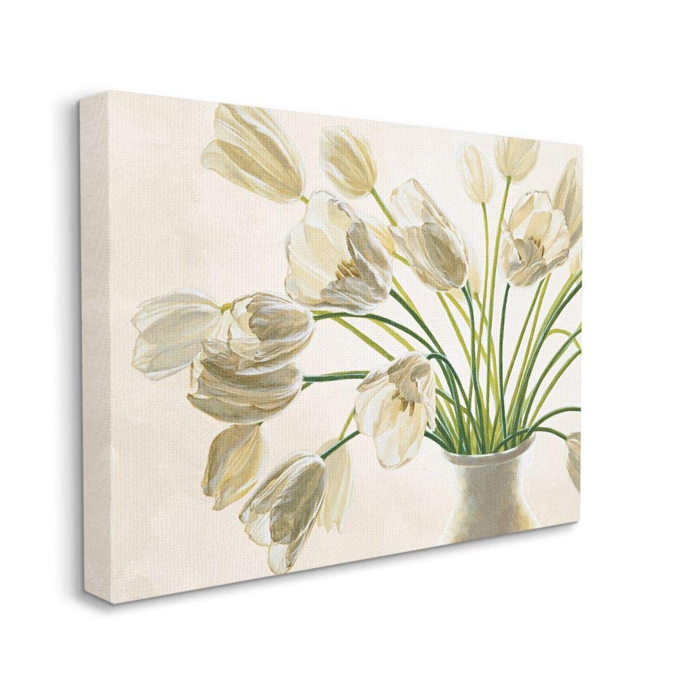 Stupell Industries Tranquil White Tulip Bouquet in Country Vase Wall Art - 30x40 Canvas Print by Eva Barberini - Perfect for Living Room, Bedroom & Office Decor