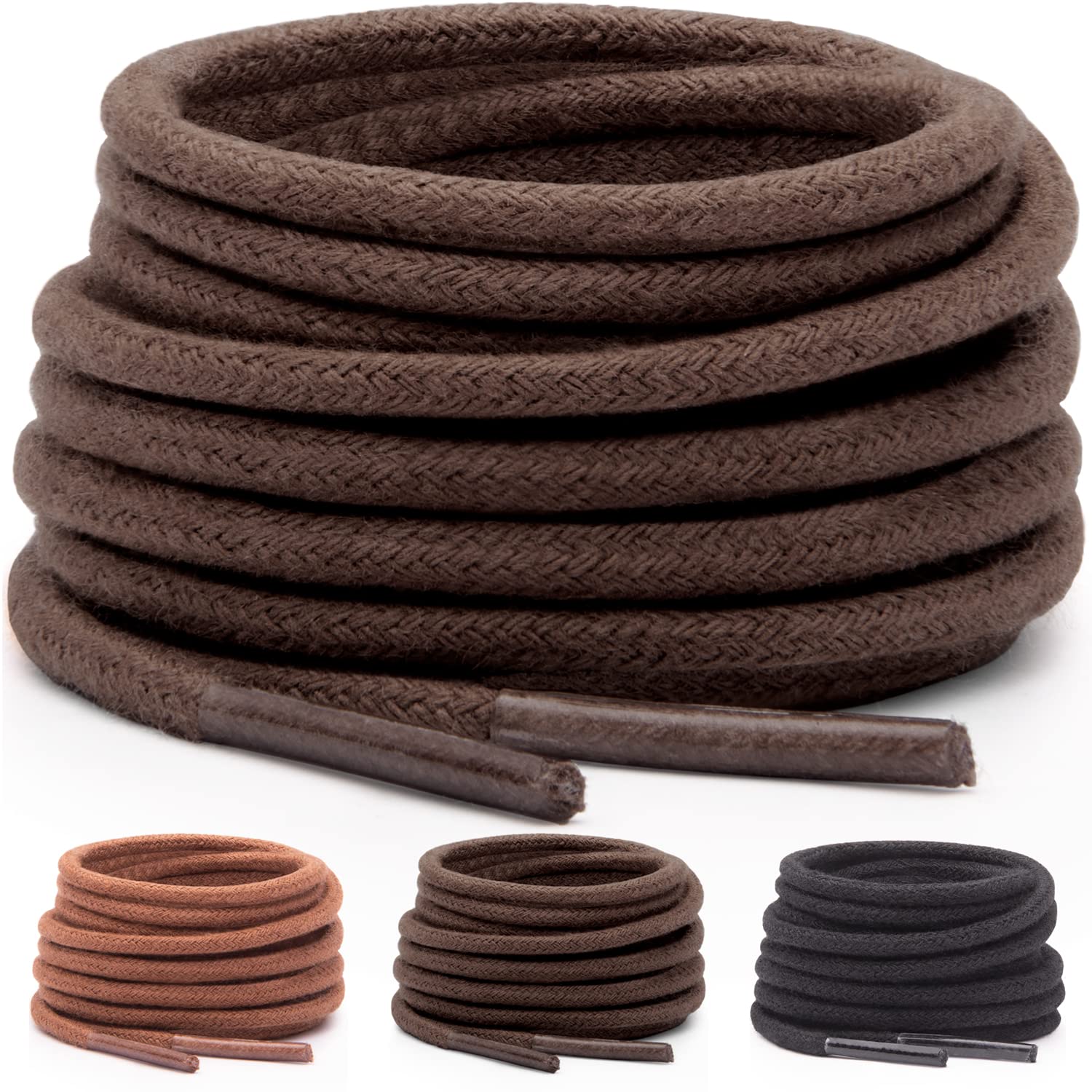 Premium Round Oxford Shoelaces for Men's Dress Shoes - Durable Waxed Cotton Laces in Multiple Lengths & Colors (Black, Brown, Navy) - Perfect for Business Attire, Formal Events & Office Wear