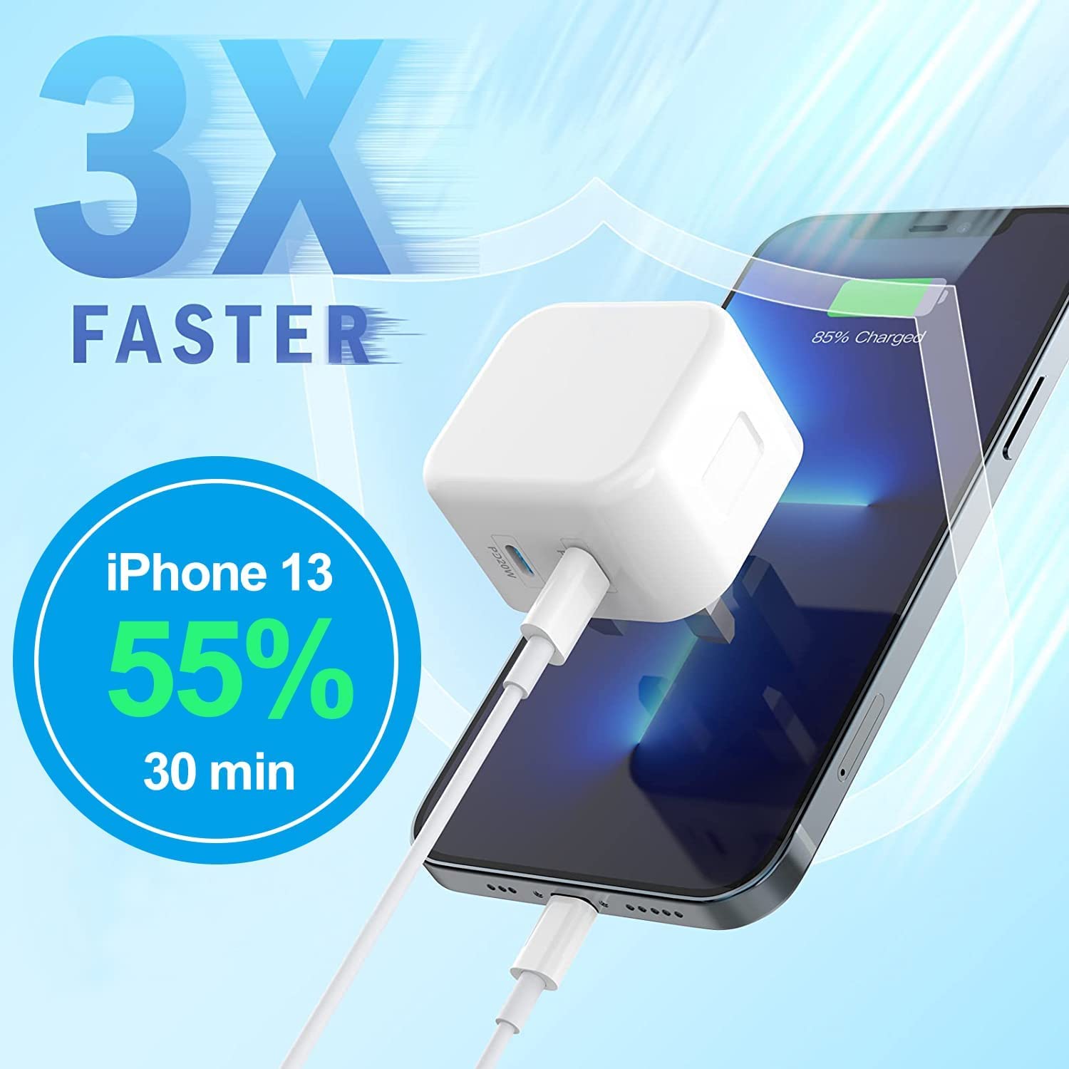 45W GaN Fast Charger with Dual PD 3.0 Ports & PPS - Compatible with Google Pixel Fold, Tablet, Pixel 9A/9/9 Pro/XL/9 Pro Fold/8/8 Pro/7/7 Pro/8A/7A/6A/6/6 Pro - Includes USB-C Cable for Fast Charging at Home, Office & Travel