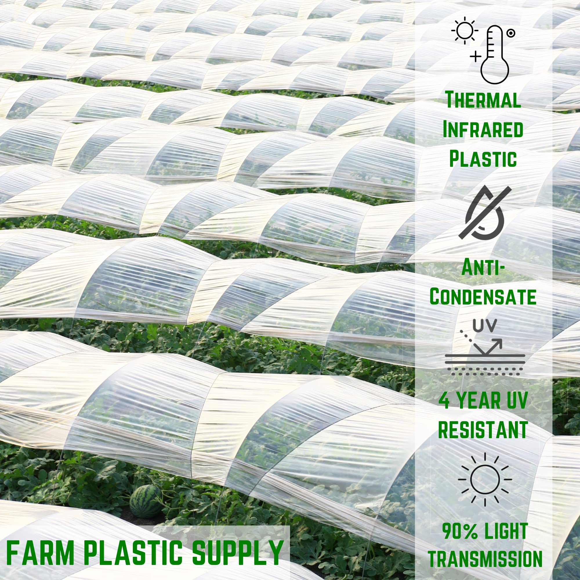 Premium Clear IRAC Greenhouse Plastic Sheeting - 6 Mil UV Resistant (50' x 20') - 4 Year Anti-Condensate Thermal Cover for Greenhouses, High Tunnels & Plant Protection - Farm Plastic Supply