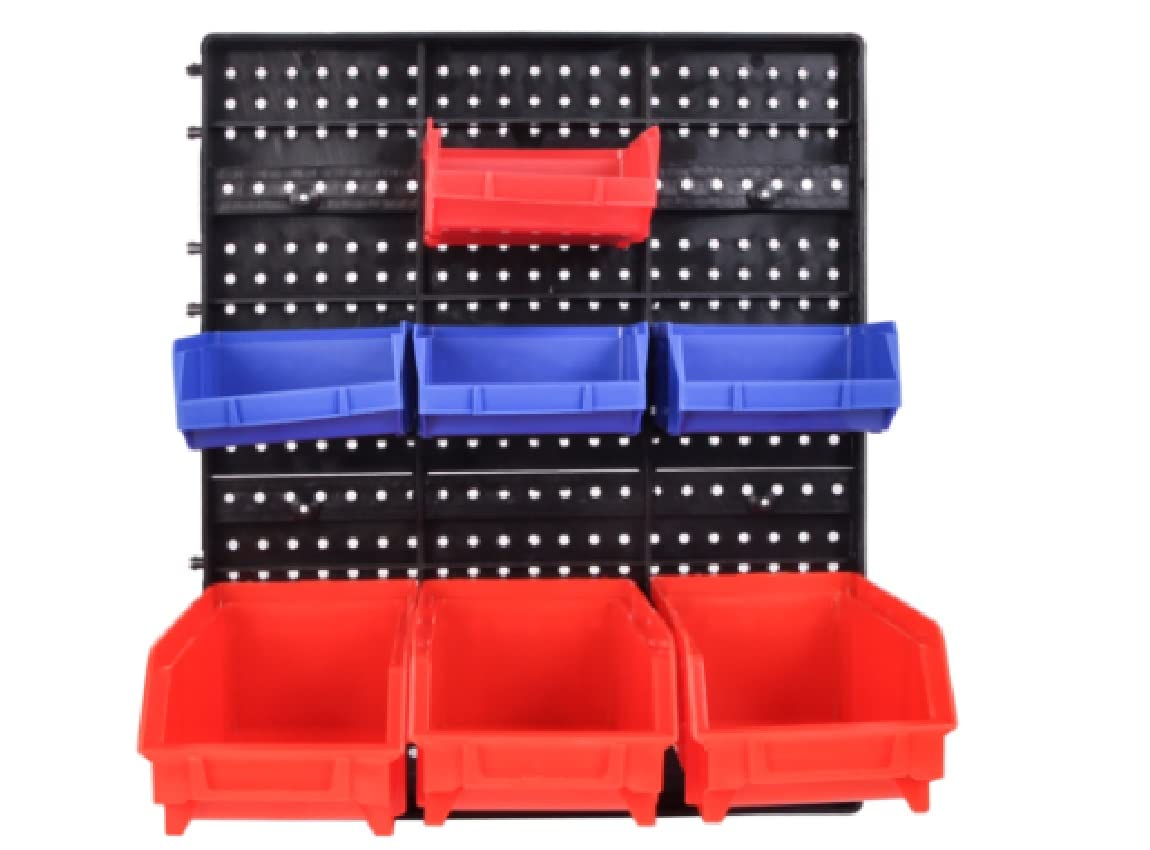 30-Piece Wall Mounted Storage Box Organizer - Plastic Bins & Racks for Garage, Shop Tools & Home Organization | Space-Saving Storage Solution for DIY, Workshop & Closet