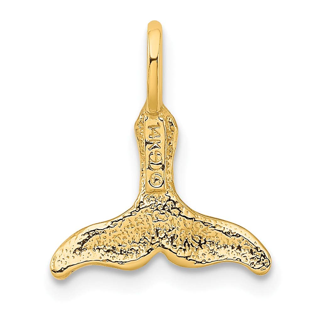 14K Yellow Gold Mini Whale Tail Pendant - High Polish & Textured Finish - Perfect for Beach Lovers, Ocean-Themed Jewelry Gifts & Everyday Elegance