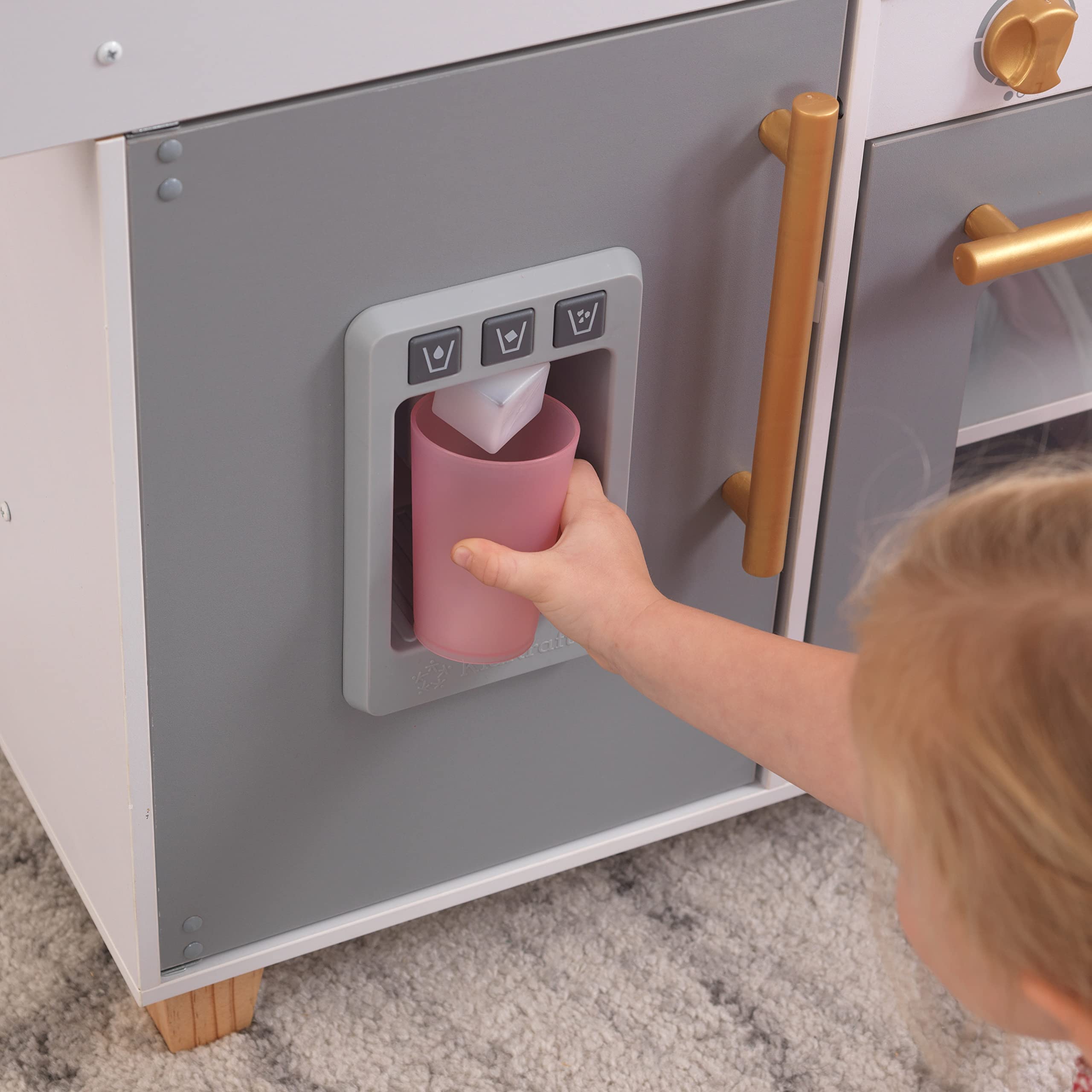 KidKraft Happy Harvest Wooden Play Kitchen Set for Kids with Play Food, Accessories & Working Ice Maker - Pretend Cooking Toy for Toddlers & Preschoolers - Perfect for Imaginative Play, Role Playing & Early Learning at Home or Classroom