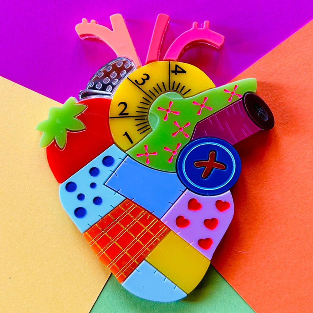 Anatomical Heart Acrylic Brooch DIY Sewing Kit - Unique Handmade Jewelry Supplies by Makokot Design - Perfect for Crafting, Cosplay & Fashion Accessories