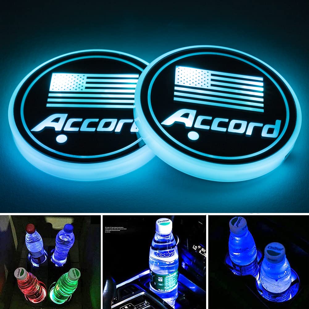 2pcs Accord Cup Holder Lights, Car Interior LED Atmosphere Lights for Honda Accord - Enhance Night Driving & Cabin Ambience