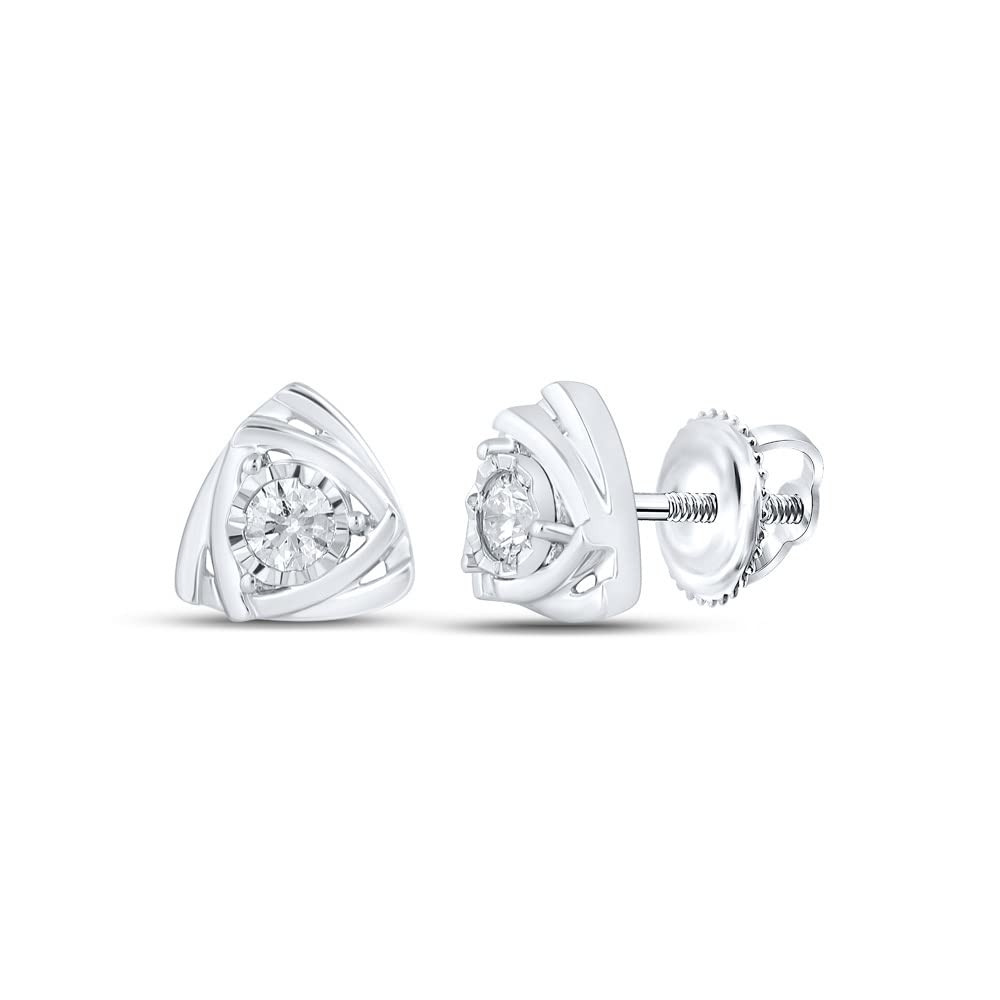 10K White Gold Women's Round Diamond Triangle Cluster Earrings - 1/6 Cttw Stud Earrings for Wedding, Anniversary & Special Occasion Gifts