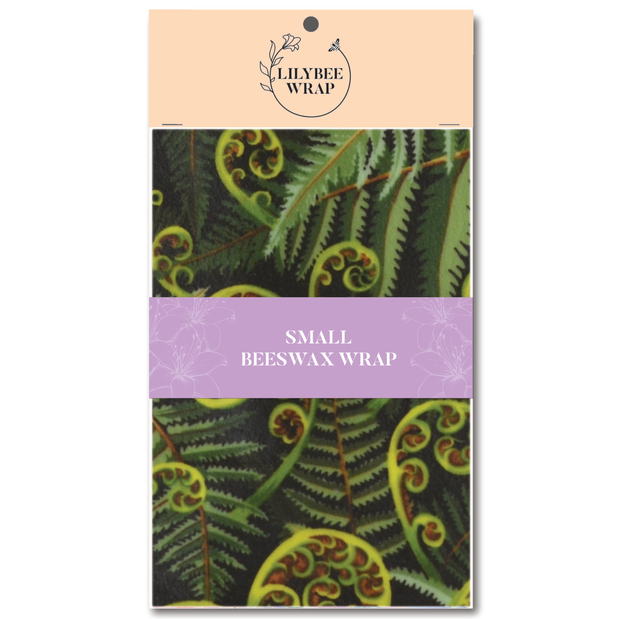 Eco-Friendly Small Beeswax Food Wrap - Reusable & Sustainable Koru Fronds Design for Fresh Food Storage - Perfect for Sandwiches, Cheese & Produce Preservation