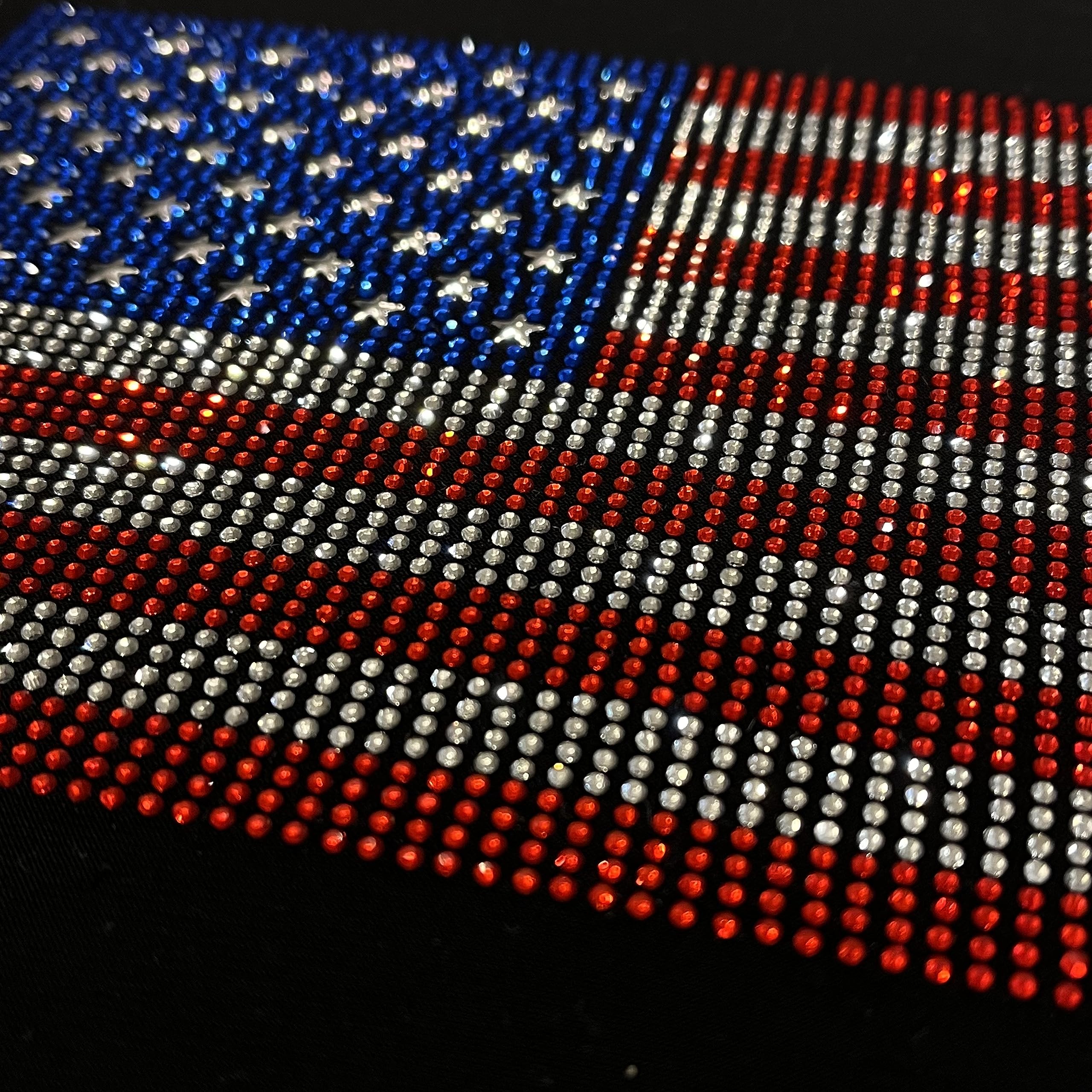 USA Rhinestone Heat Transfer Flag Design - Custom Hot Fix Patriotic Flag for DIY Crafts, T-Shirts & Apparel Decoration