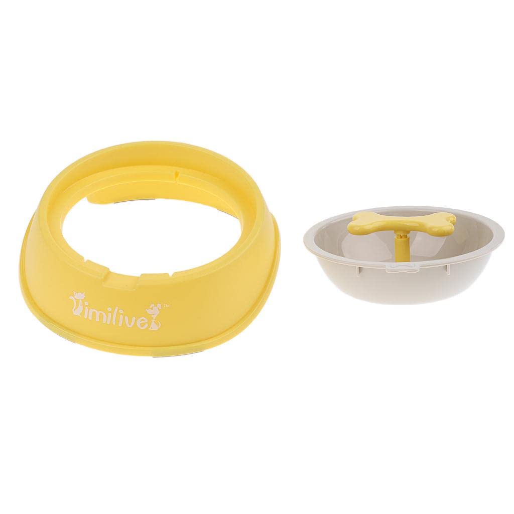 MYADDICTION Rotating Slow Feeder Dog Bowl - Interactive Puzzle Feeder for Puppies & Cats - Non-Slip Pet Food Dish (Yellow) - Perfect for Mealtime Enrichment and Preventing Bloat in Dogs