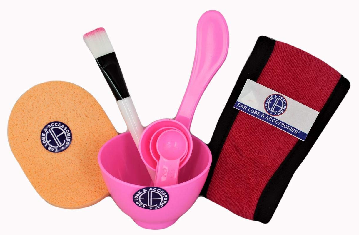 Ear Lobe & Face Care Combo Pack - Face Pack Bowl, Brush, Hair Band & Cleaning Sponge Set for Skincare Routine | Perfect for Facial Treatments, Spa Days & At-Home Beauty Care