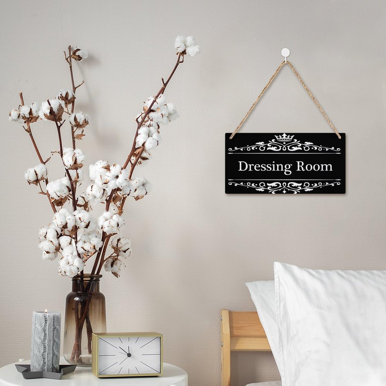 Elegant Dressing Room Sign - Handcrafted Wooden Wall Decor for Home & Bathroom, 6x12 Inches - Perfect for Bedroom, Closet, and Vanity Areas