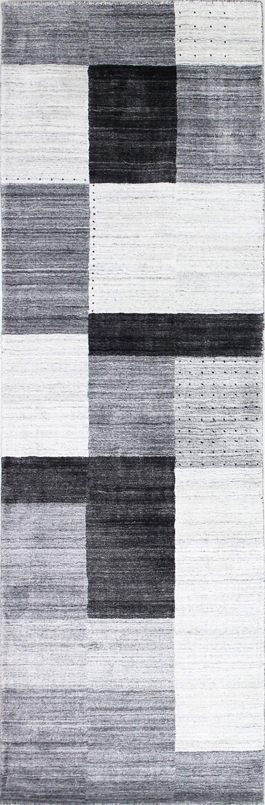 Bashian Collection Luxury Hand Loomed Wool & Viscose Area Rug - 2.6’ x 10’ Ivory/Grey Runner Rug for Entryway, Living Room, Bedroom - Soft & Durable Home Decor for High-Traffic Areas