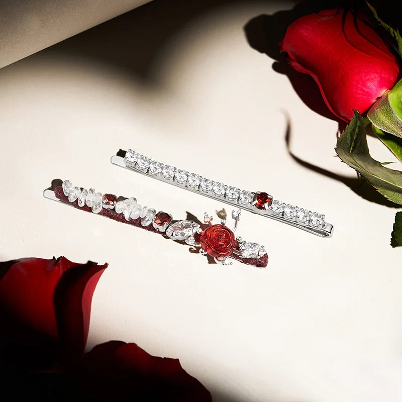 Elegant Rose Bobby Pins for Women - Hair Clips with Floral Design for Wedding, Prom, and Everyday Use