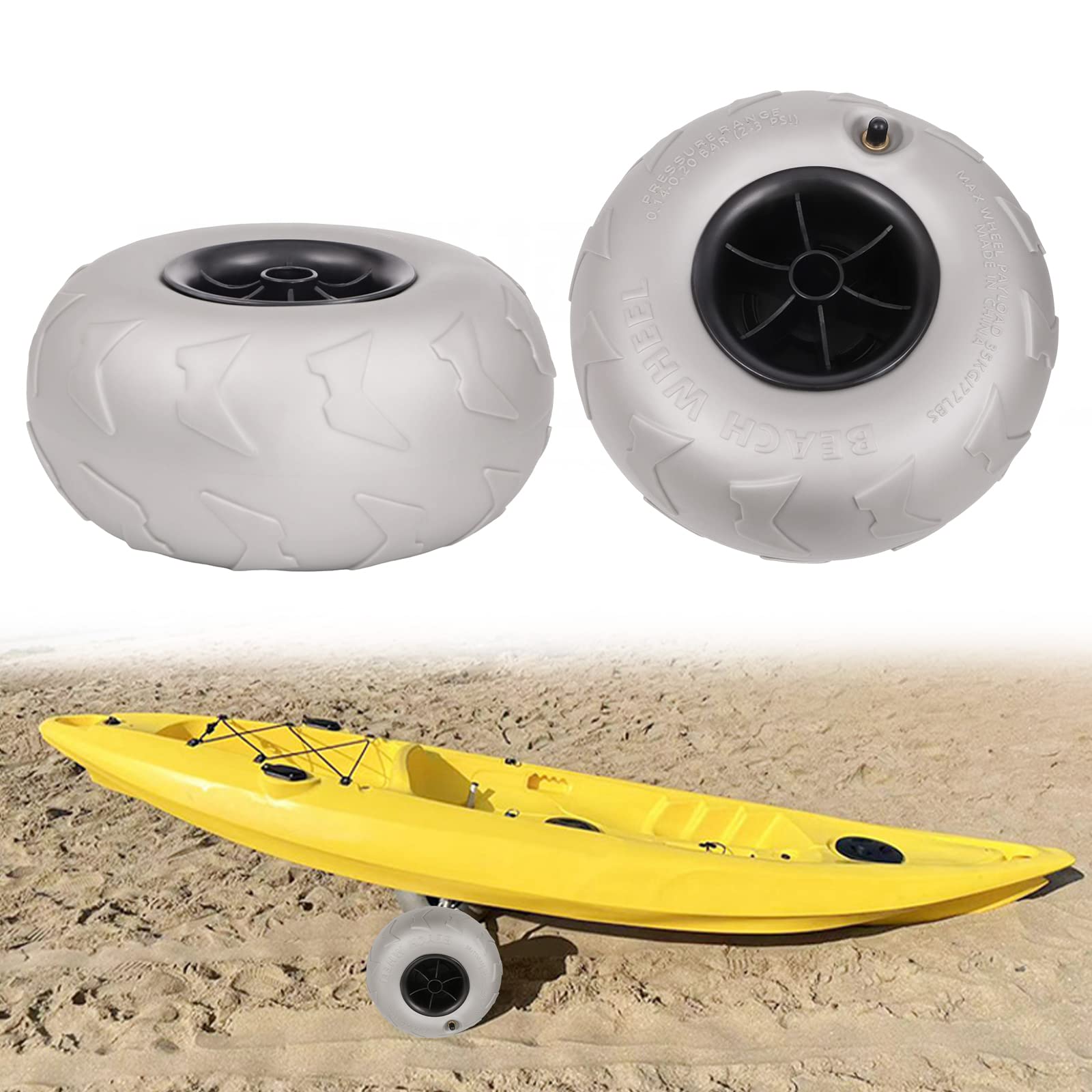 **9 Inch Replacement Balloon Wheels for Kayak Dolly, Canoe Cart & Boat Buggy - 2-Pack Sand & Beach Tires - Perfect for Outdoor Water Sports & Beach Adventures**