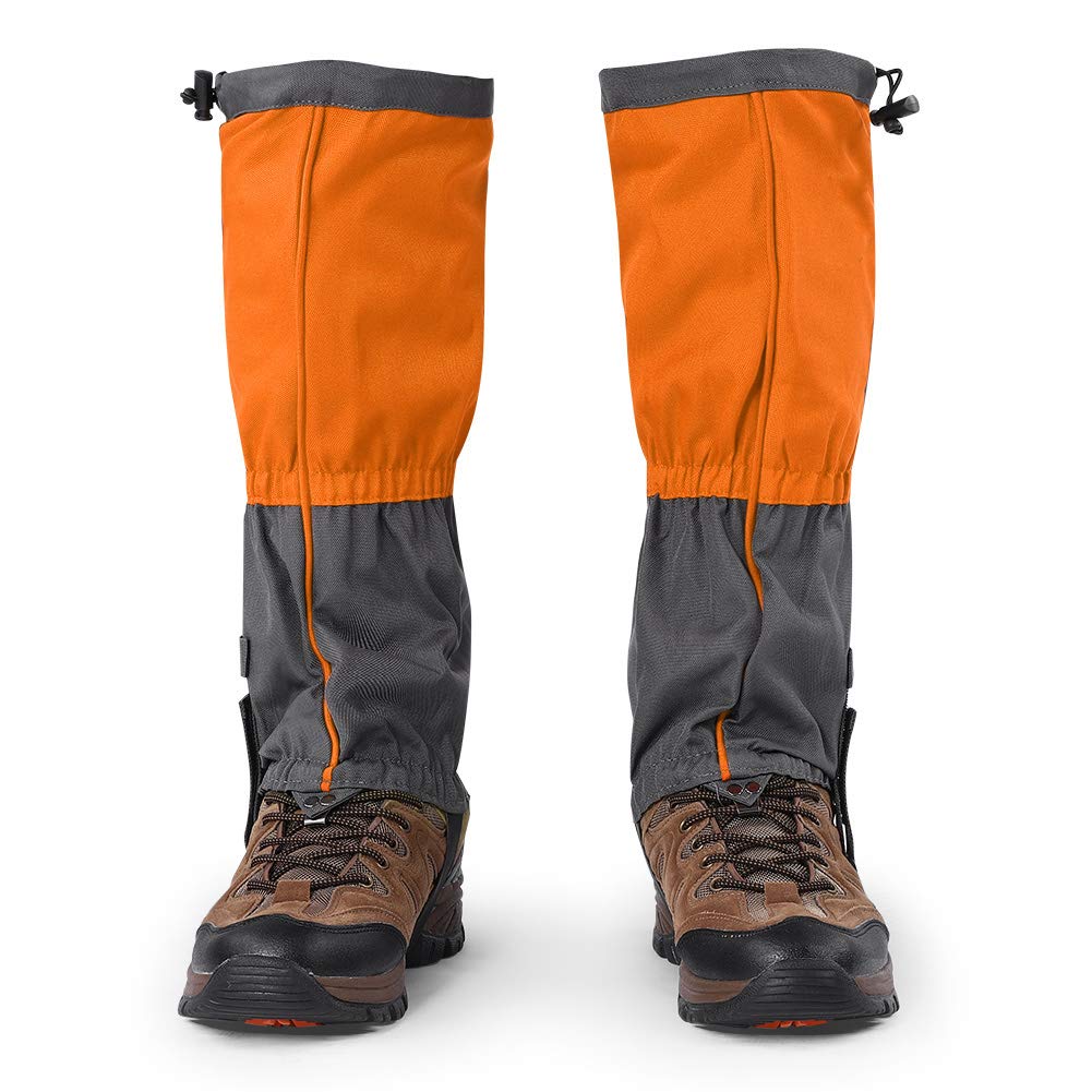 FAMKIT 1 Pair Waterproof Outdoor Leg Gaiters for Hiking, Climbing & Snow Sports - Red Shoe Boot Covers for Men & Women - Perfect for Trail Running, Hunting & Winter Adventures
