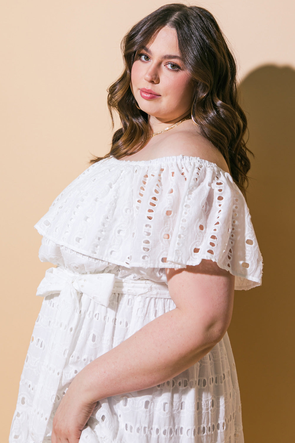 Breathable Eyelet Midi Dress for Women - Summer Floral Boho Dress with Short Sleeves - Perfect for Beach, Vacation & Casual Outings