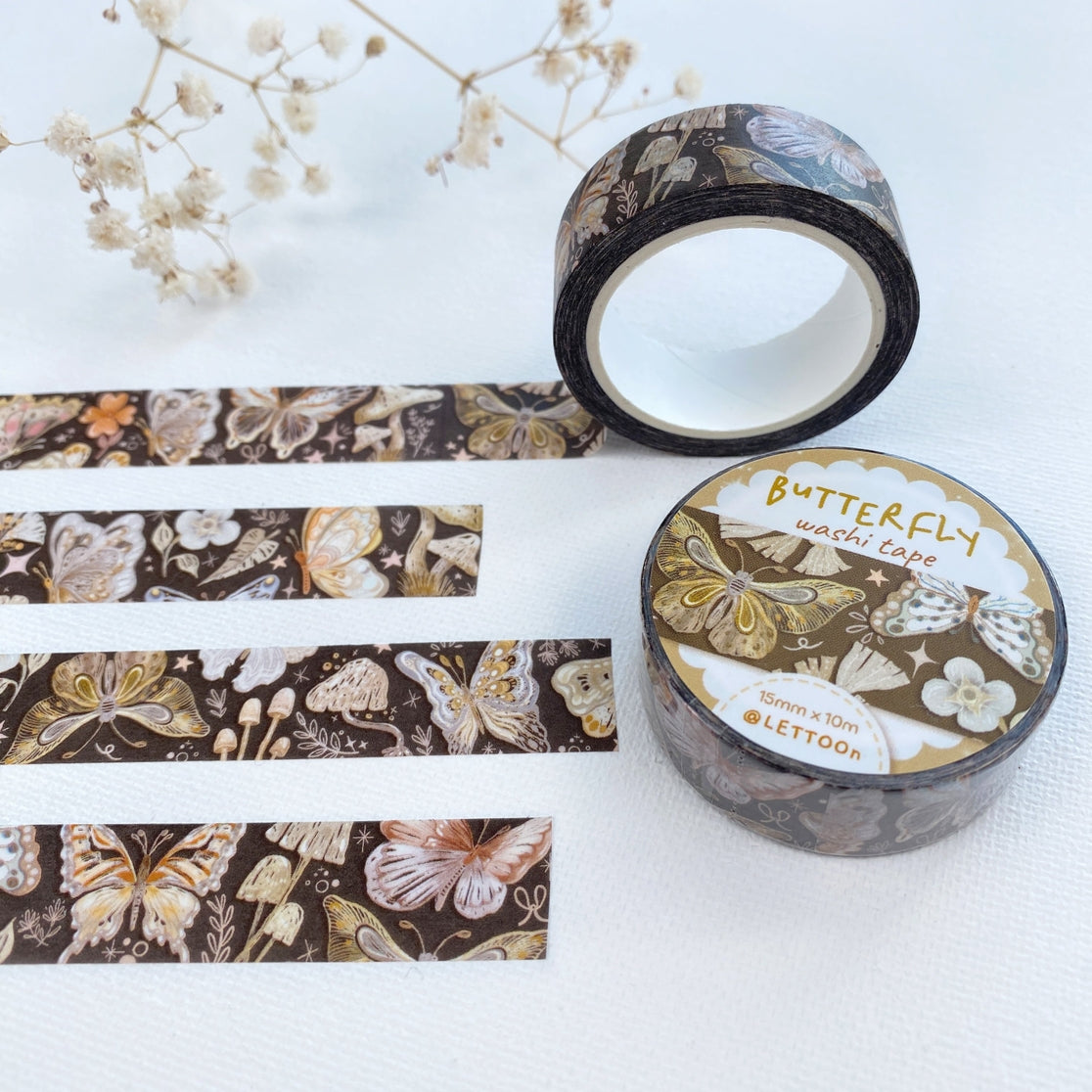 Butterfly Washi Tape - Decorative Japanese Paper Tape for Scrapbooking, Journaling, DIY Crafts, Gift Wrapping & Home Decor