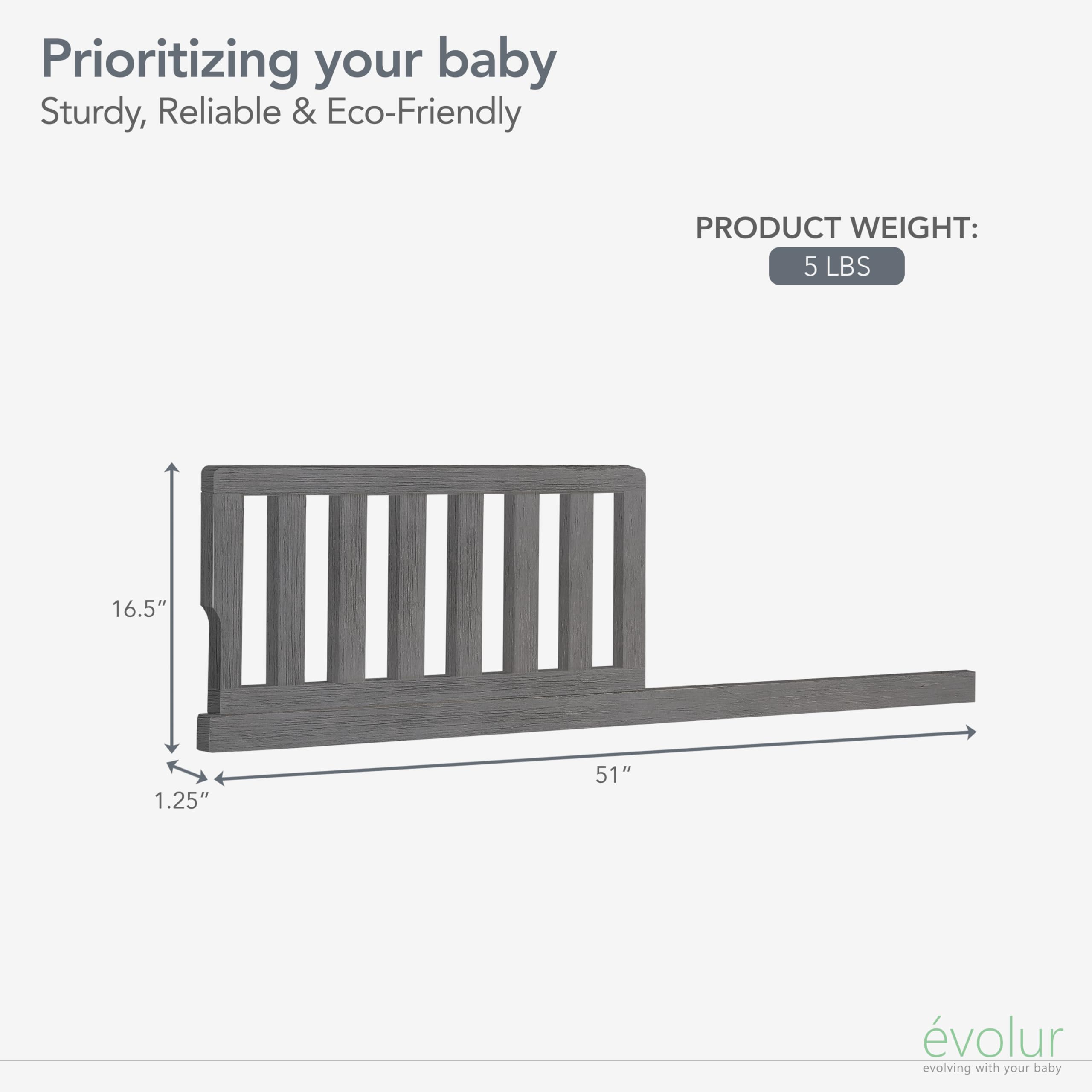 Evolur Toddler Safety Rail - Adjustable Baby Bed Rail Guard for Toddler Beds & Twin Beds | Perfect for Childproofing & Preventing Falls During Sleep