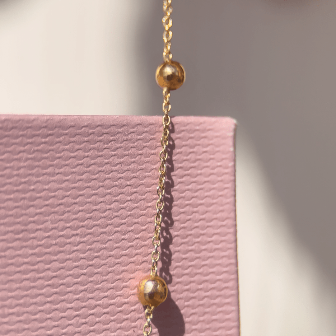 14K Solid Yellow Gold Beaded Chain Necklace - Elegant & Timeless Jewelry for Women, Perfect for Weddings, Parties & Everyday Wear