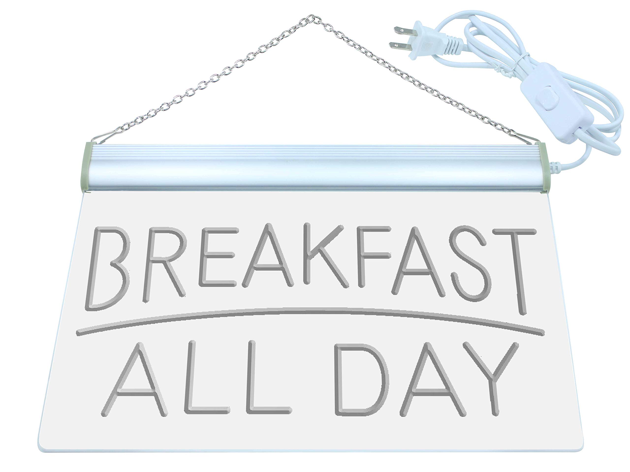 ADVPRO i311-r Breakfast All Day Open Cafe Bar Neon Light Sign - Retro Diner Decor for Coffee Shops, Bars & Home Kitchen Wall Art
