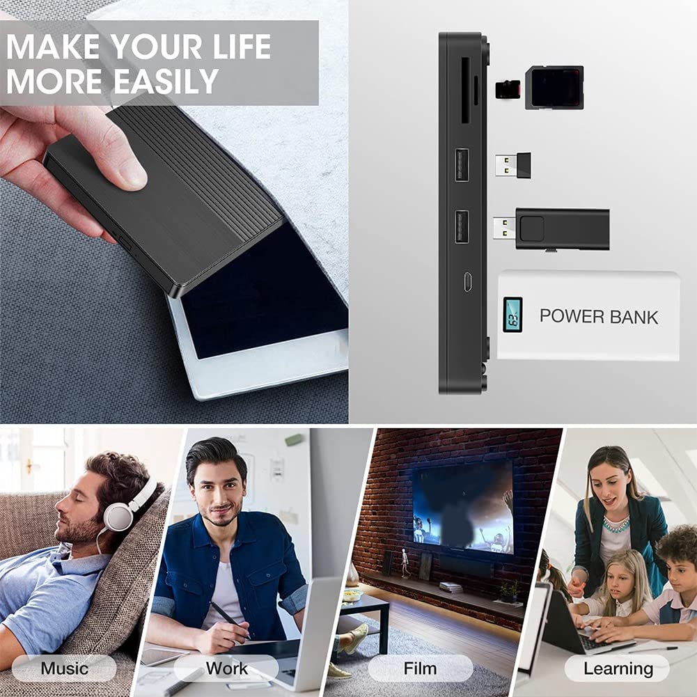 Knadgbft External DVD Burner Drive - USB 3.0 & USB-C Compatible Portable CD/DVD Writer for Laptop, Desktop, Mac, PC - Perfect for Watching Movies, Burning Discs, Installing Software & Data Backup