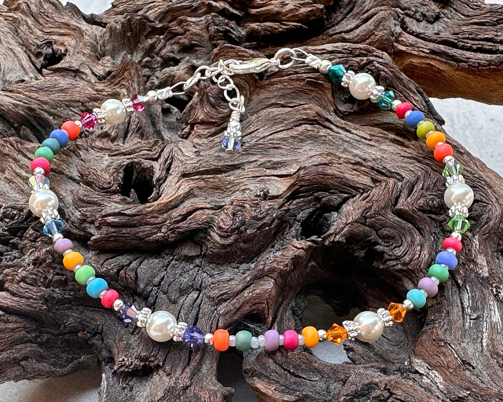 10 Pack Summer Candy Rainbow Beaded Anklets for Women - Colorful Bohemian Beach Ankle Bracelets - Perfect for Music Festivals, Vacations & Summer Outfits