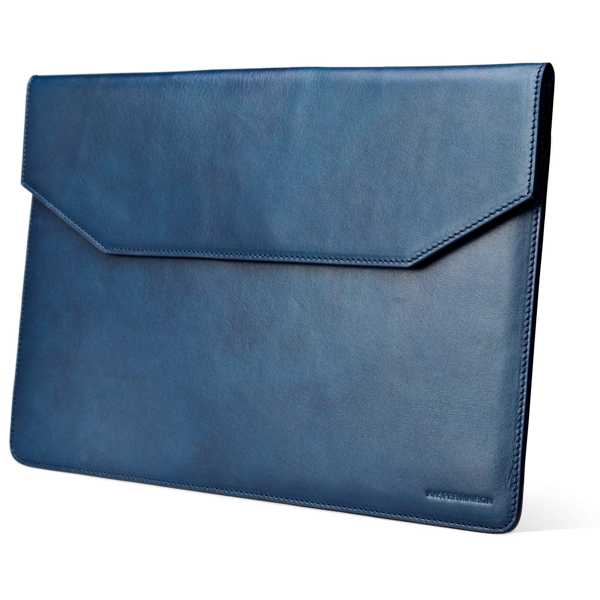 Premium 14 Inch Genuine Leather Laptop Sleeve Case for MacBook Air M3/M2 (2023-2024) & MacBook Pro M4/M3/M2/M1 (2021-2024) | HP Envy x360 Protective Cover | Durable & Stylish Blue Leather Sleeve | Perfect for Work, Travel & School