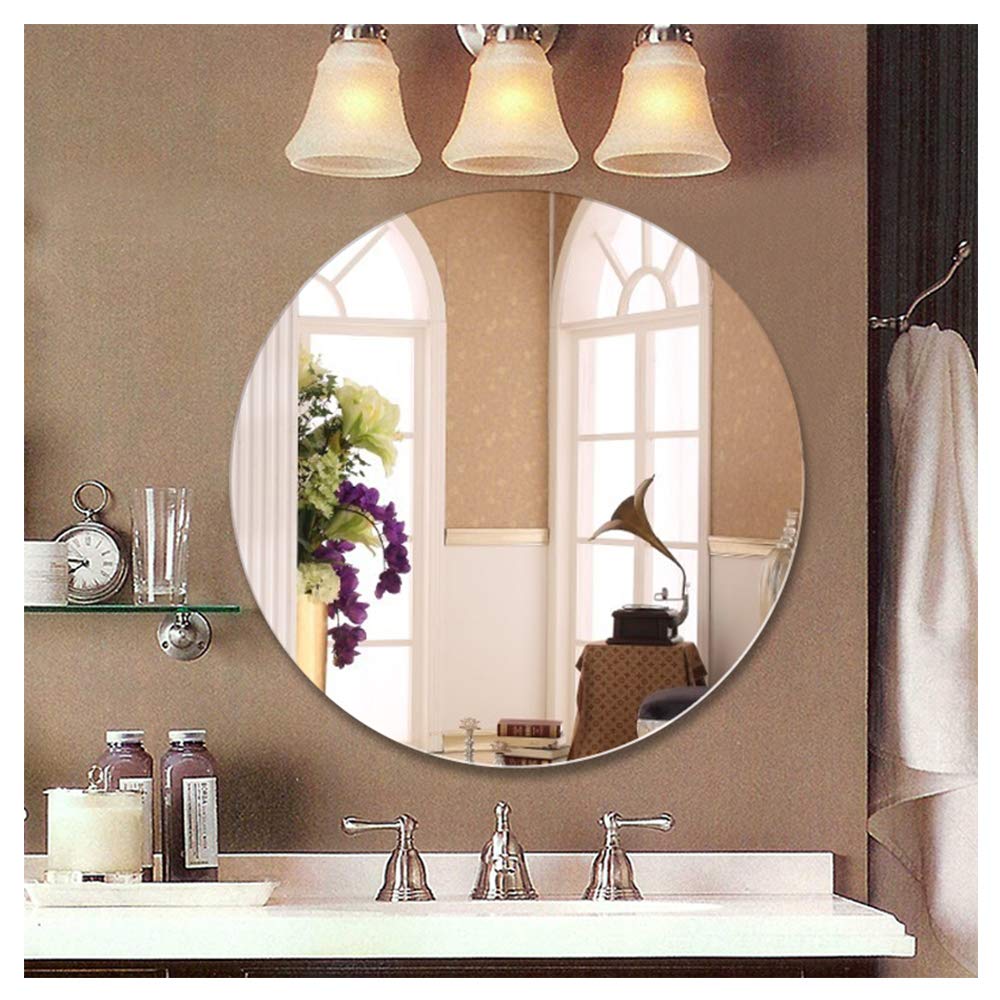 Round Wall Mirror for Bathroom & Bedroom - HD Frameless Vanity Makeup Mirror - Perfect for Living Room, Hallway & Home Decor