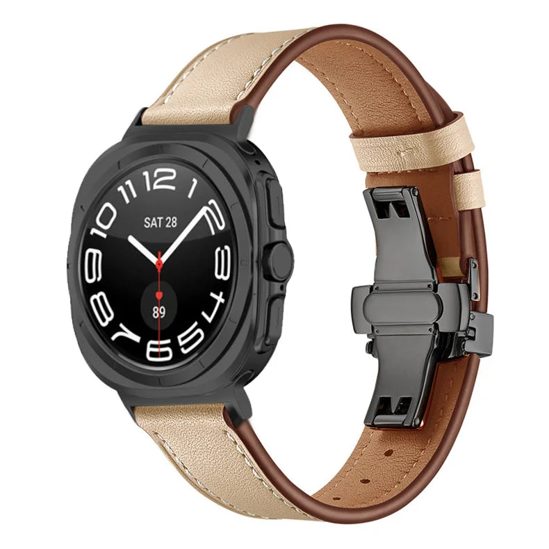 Premium Genuine Leather Bands for Samsung Galaxy Watch Ultra - Stylish, Durable & Comfortable Replacement Straps for Work, Gym & Everyday Wear
