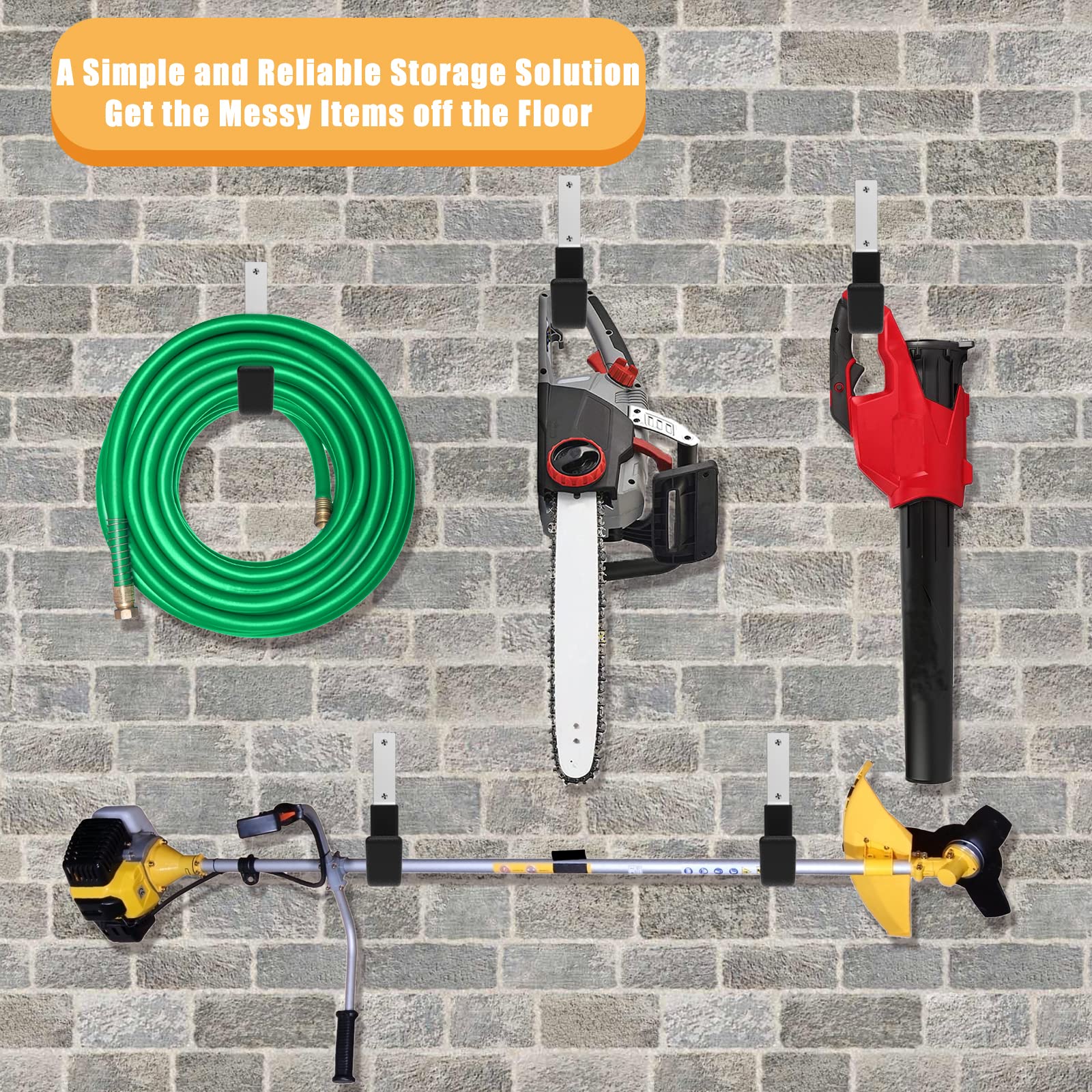 Heavy Duty Utility Hooks for Garage Storage - 2 Pack Wall Mount Hooks for Bike, Ladder, Hose, Leaf Blower & More - Durable Garage Organization Hooks for Home & Workshop Use