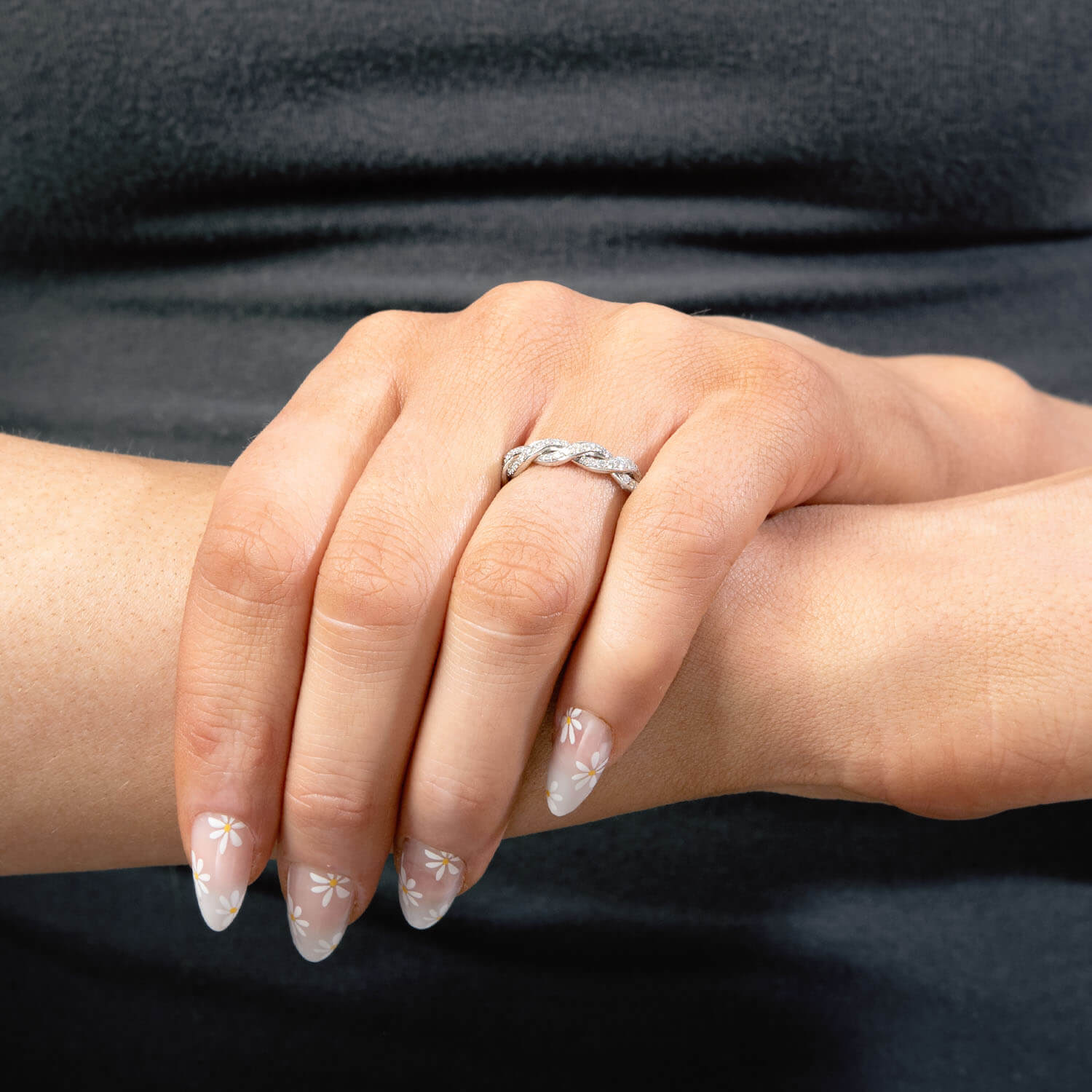 Platinum Diamond Braided Wedding Band for Women - Elegant Estate Jewelry for Engagement, Anniversary & Special Occasions