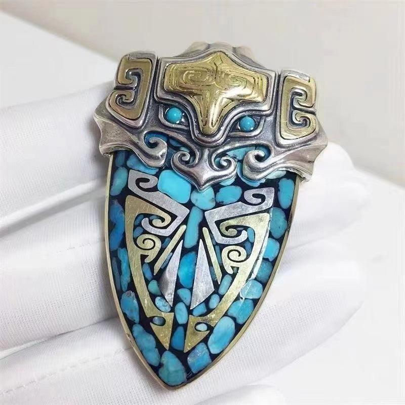 Ulan Flower Tao Tie Shield Necklace Pendant - Elegant Chinese Inspired Jewelry for Women, Perfect for Weddings, Parties & Cultural Events