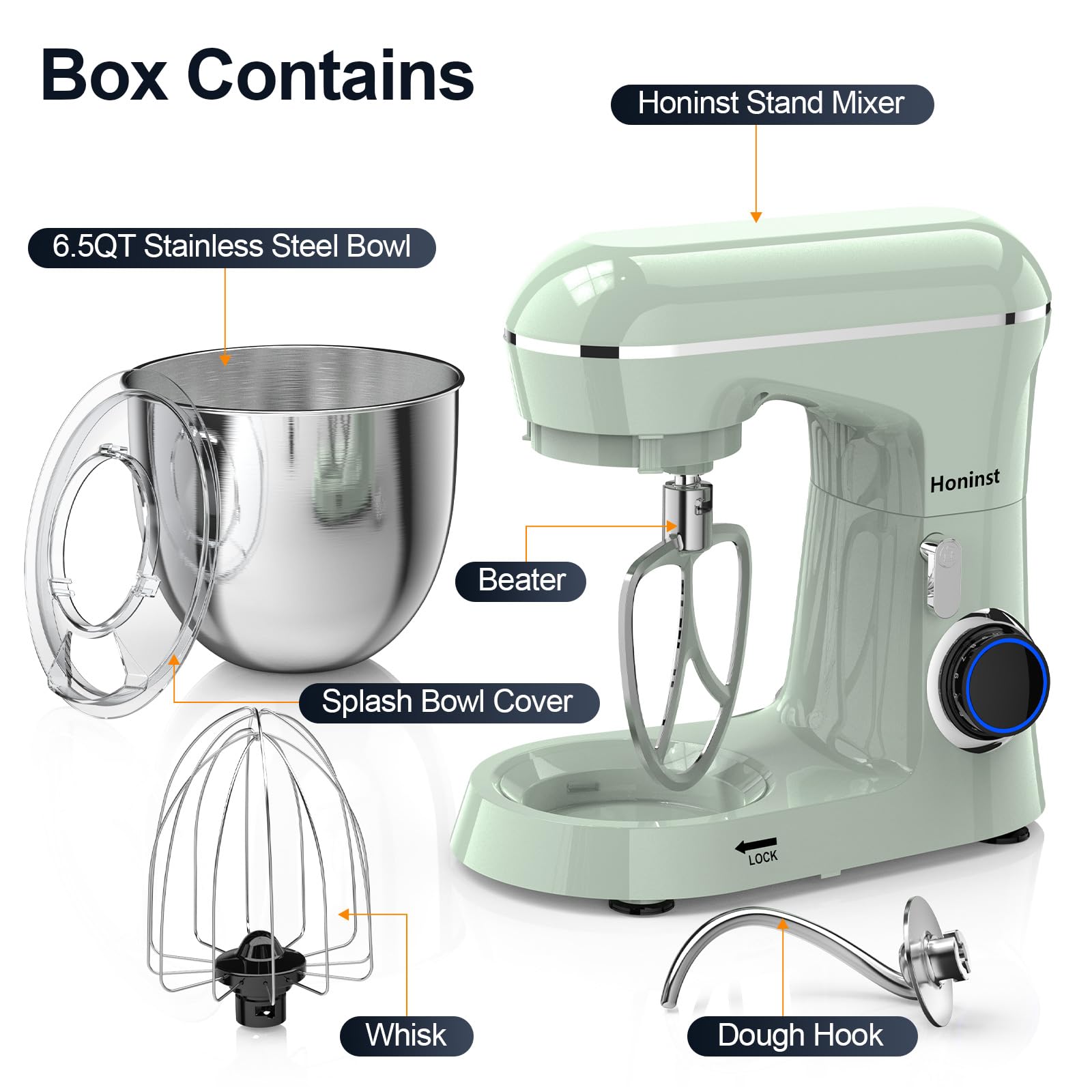 6.5QT 10-Speed Tilt-Head Electric Stand Mixer with Bowl, Dough Hook, Whisk & Beater - Powerful Kitchen Mixer for Baking Cakes, Cookies & Bread - Perfect for Home Bakers & Cooking Enthusiasts (Green)