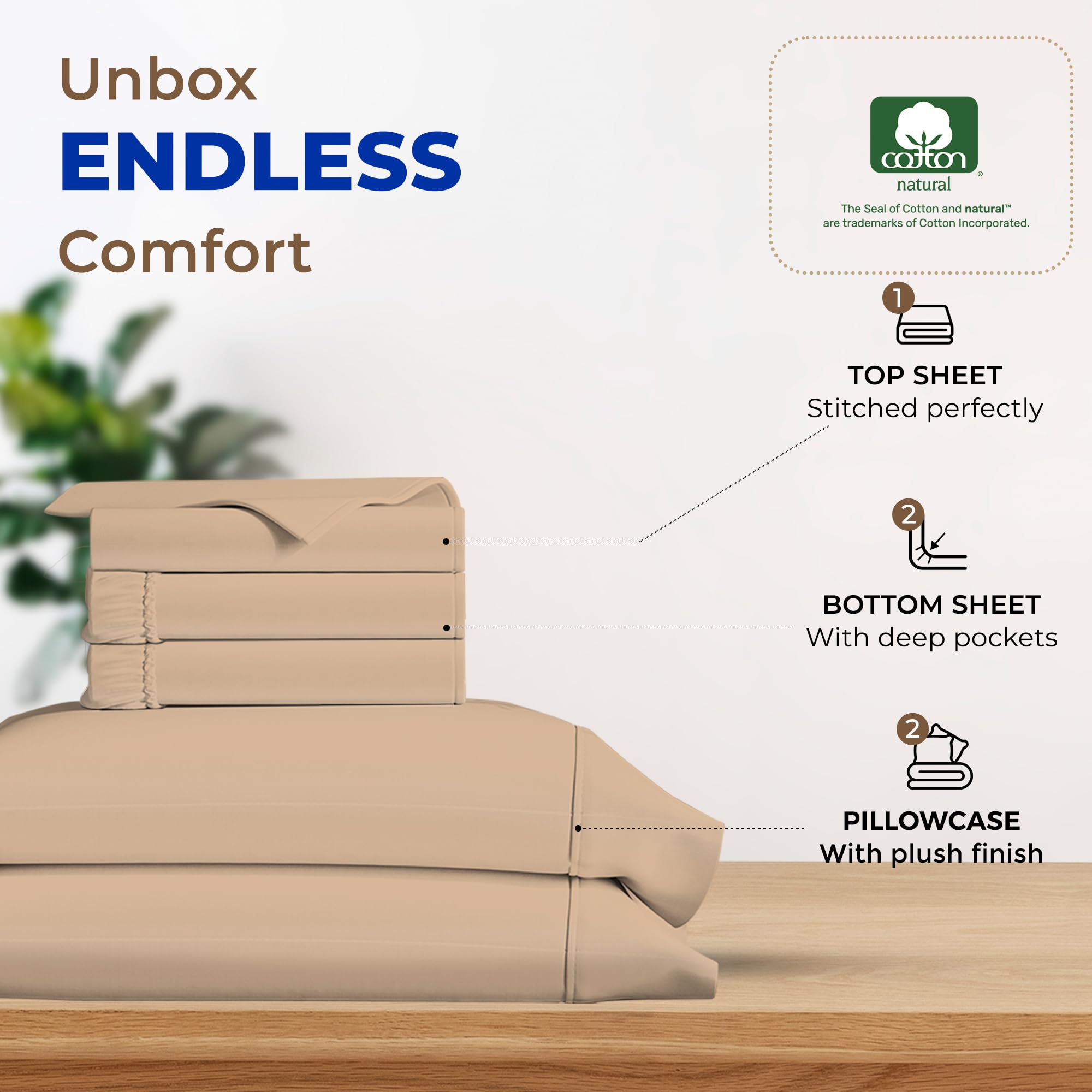 Premium 600 Thread Count 100% Egyptian Cotton Split King Sheet Set - 5 PC Cooling Bed Sheets for Adjustable Beds with 16