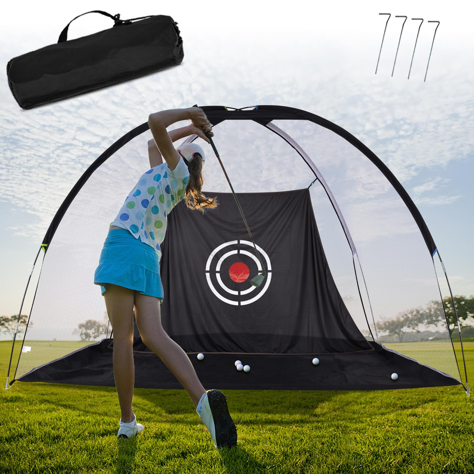 Premium Golf Practice Hitting Net with Target - Durable Backyard & Driving Range Training Net for Swing Practice | Perfect for Home, Outdoor & Indoor Golf Training