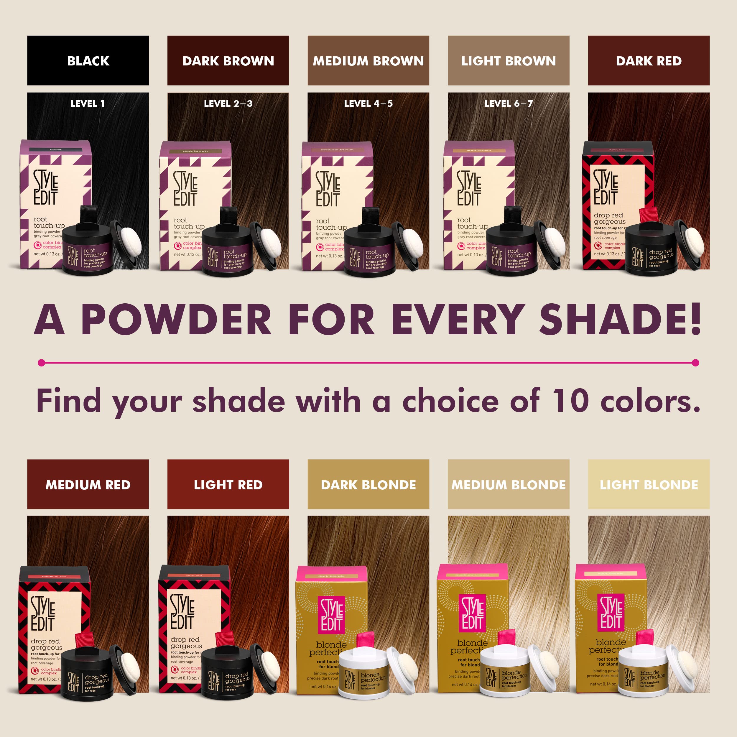 Style Edit Root Touch Up Powder - Water Resistant, Non-Sticky Hair Root Concealer for Dark Roots & Grays | Compact & Mess-Free | Medium Brown Hair Color (Pack of 3) | Perfect for Between Salon Visits, Travel & Quick Touch-Ups
