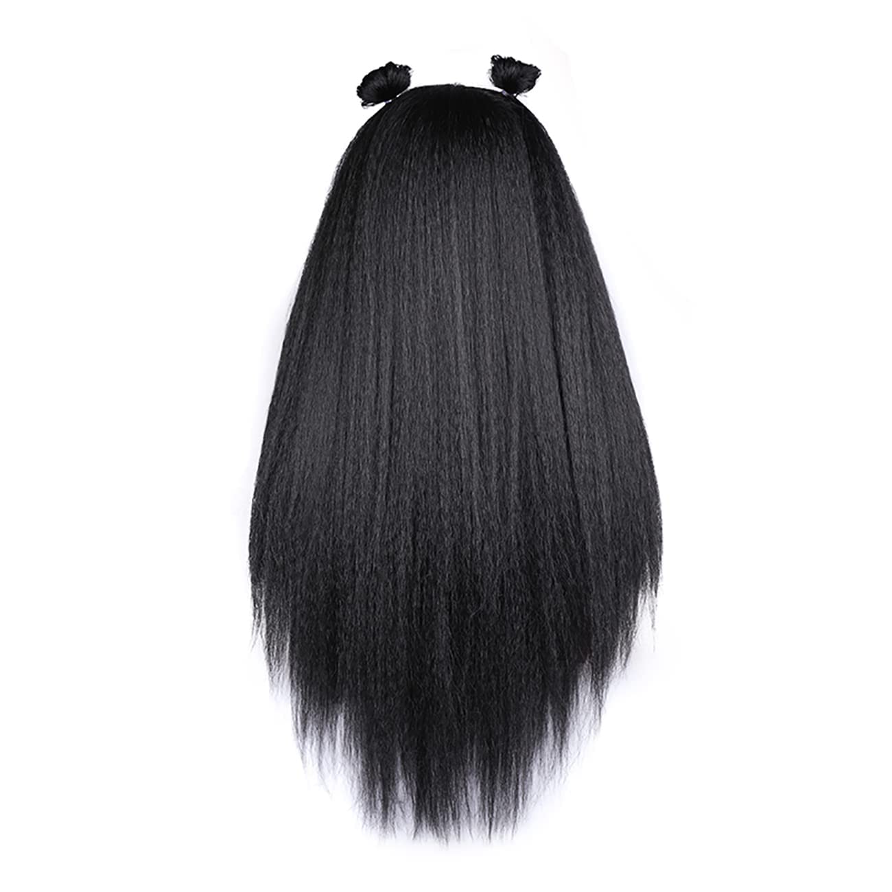 26 Inch Long Black Yaki Straight Synthetic Wigs for Women - Kinky Straight None Lace Hair Replacement Wigs for Daily Wear, Cosplay & Special Occasions