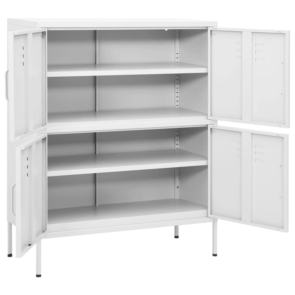 vidaXL White Steel Storage Cabinet - Freestanding File Cabinet with Shelves for Home & Office Organization | Industrial Style Filing Storage Solution for Documents, Supplies & Office Essentials