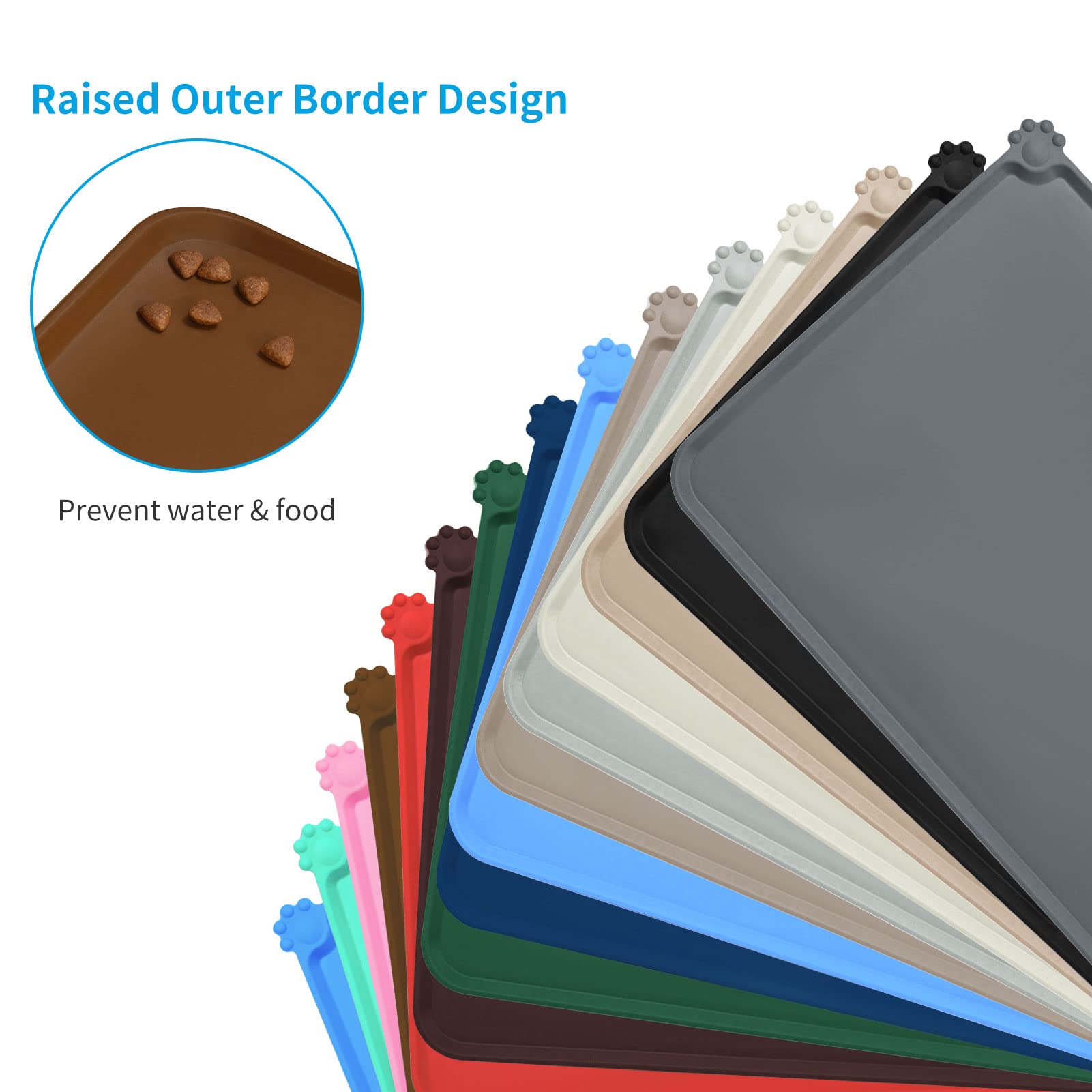 **AUDWUD Non-Slip Silicone Pet Feeding Mat - Waterproof Dog Bowl Pad for Food & Water - Perfect for Messy Eaters, Kitchen & Outdoor Use**