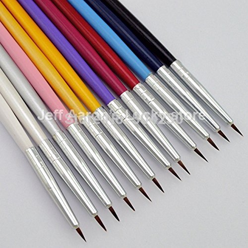 12 PCS Professional Nail Art Brush Set for Acrylic Nails - Fine Liner, Detailing & Painting Brushes - Perfect for Nail Art Designs, Gel Polish & DIY Manicures at Home or Salon